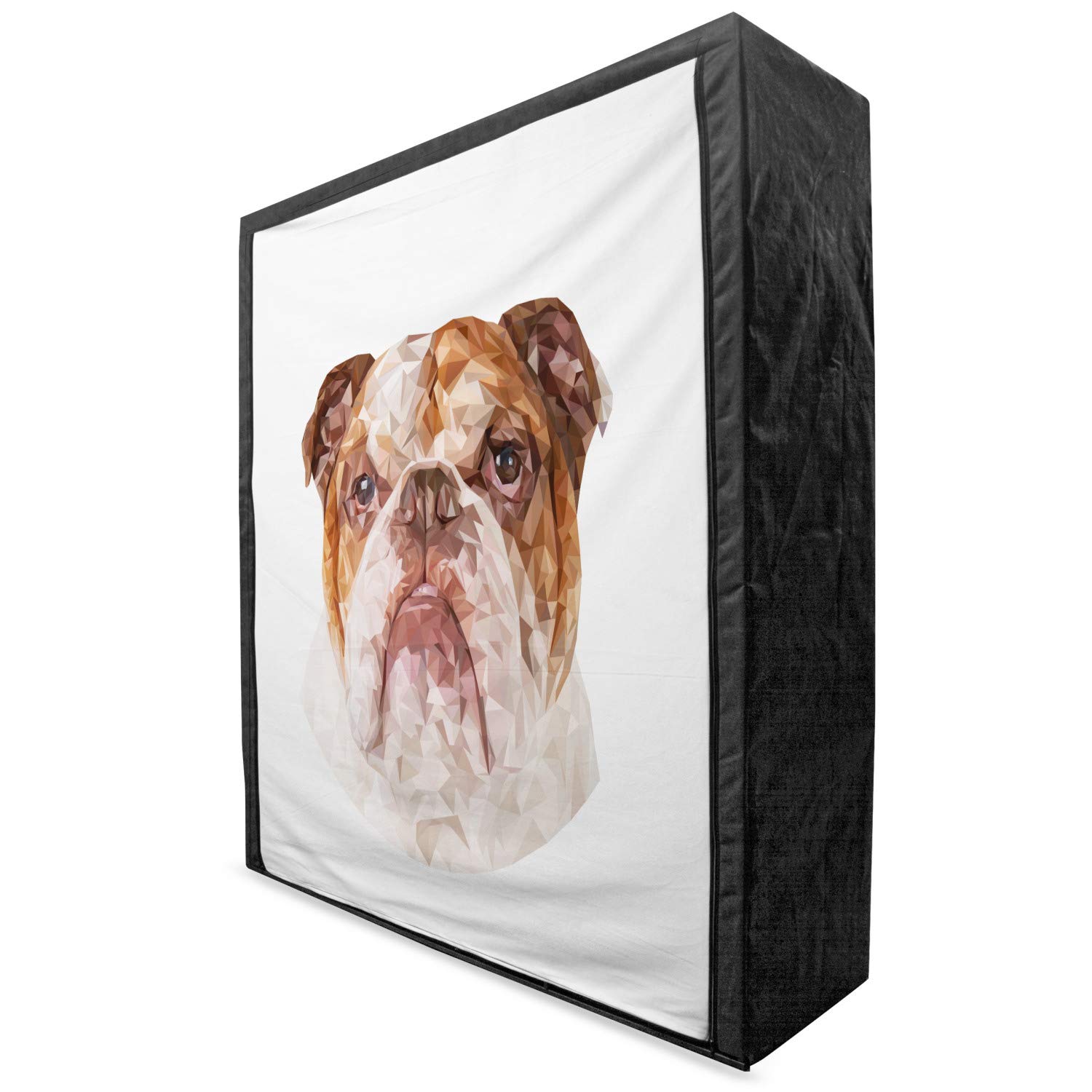 Ambesonne English Bulldog Portable Fabric Wardrobe - Geometric Triangle Design Animal Print Clothing Organizer with Shelves, 59