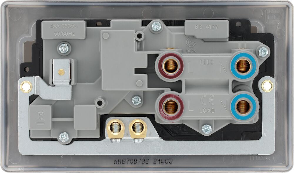 BG Nexus Metal Antique Brass 45A Cooker Switch with 13A Socket NAB70B - Premium Electrical Switch for Kitchen Appliances, Stoves & Ovens - Ideal for Home Renovation & Commercial Use