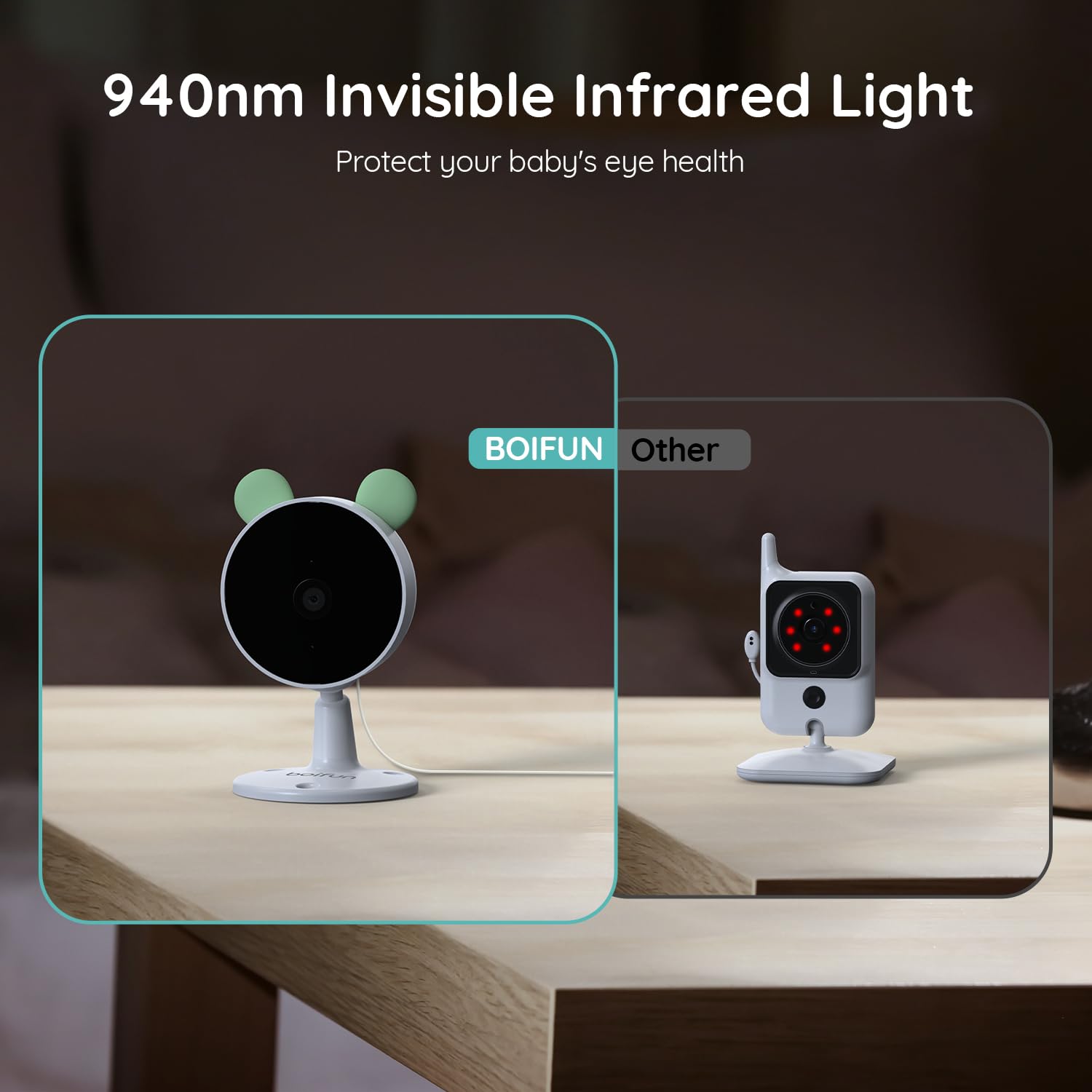 BOIFUN 1080P HD WiFi Baby Monitor with Split Screen, 2 Cameras & Smartphone App - AI Motion/Sound Detection, 4.3
