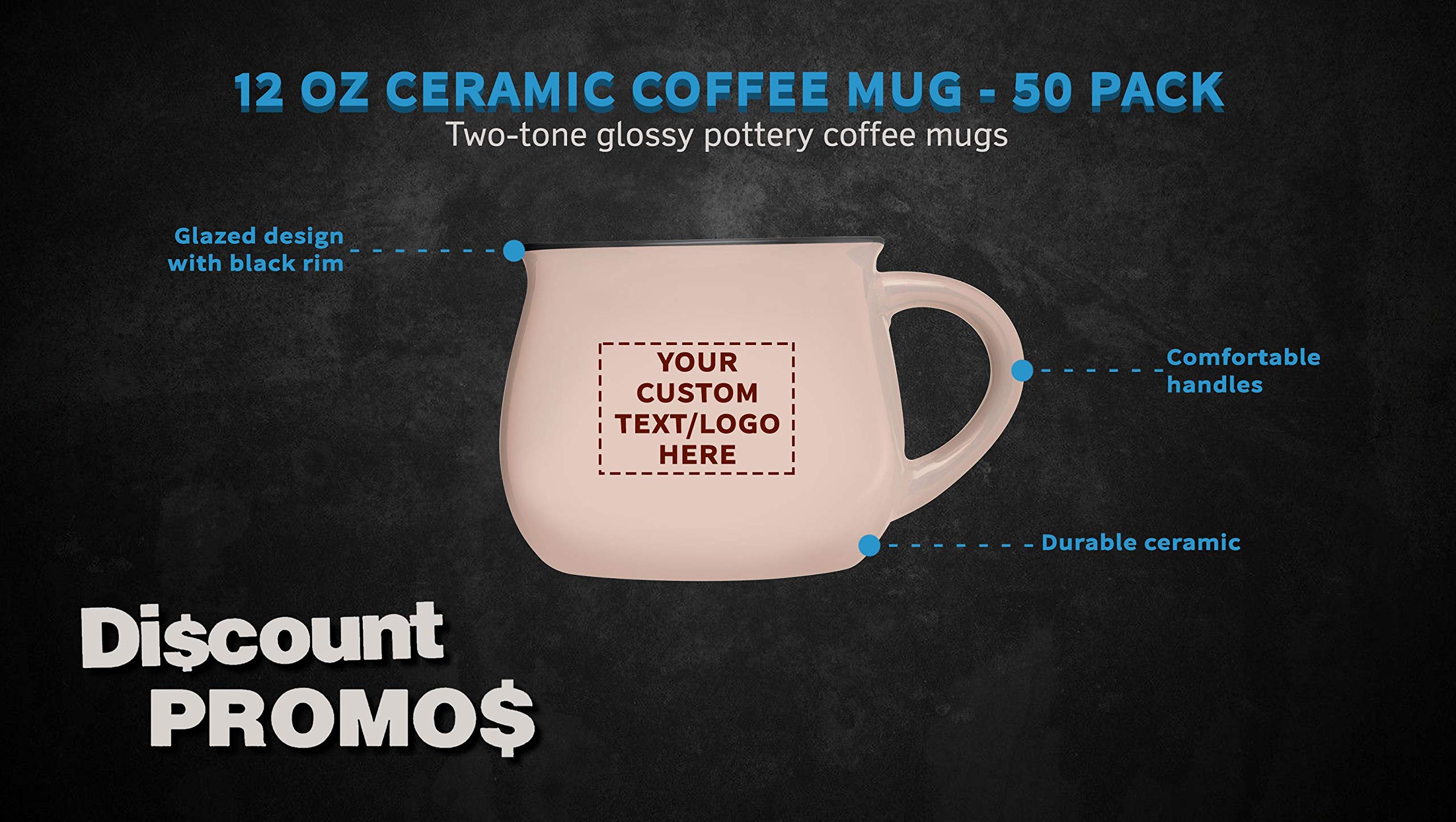 Personalized 12 oz Glazed Campfire Coffee Mugs - Bulk Set of 50 - Custom Ceramic Mugs for Coffee, Tea, Hot Chocolate & Espresso - Perfect for Cafes, Restaurants, Camping & Gifts - Cream Color