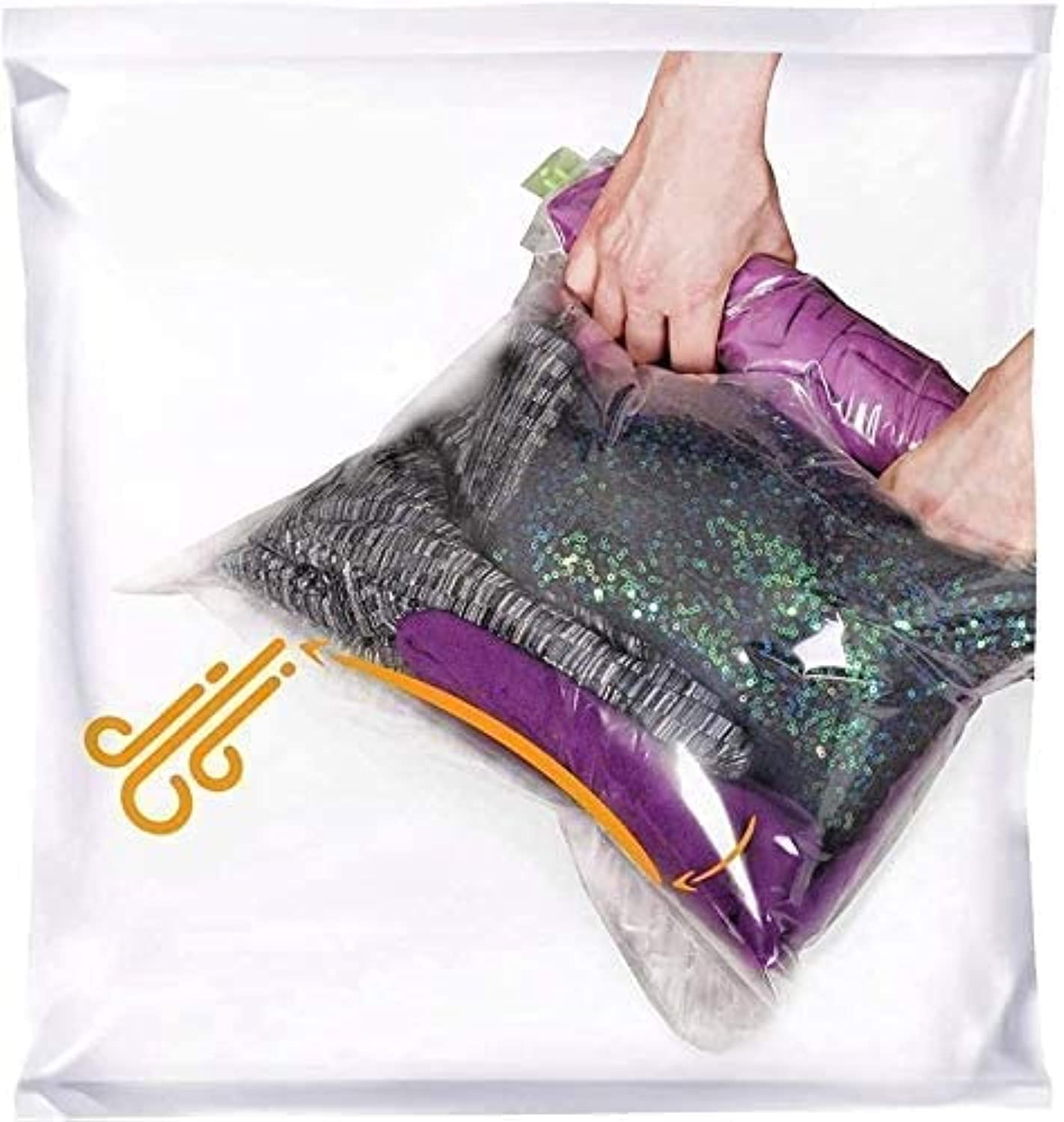 12 Pack Space Saver Compression Storage Bags for Clothes - Travel Organizer for Luggage & Suitcases - No Vacuum Needed - Perfect for Travel, Moving & Seasonal Clothes Storage