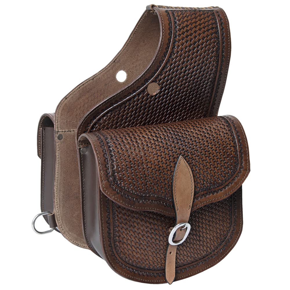 HILASON Heavy Duty Western Leather Horse Saddle Bag - Traditional Trail Riding Saddlebag for Horses & Bikes - Durable Concho Decorated Equestrian Accessory for Ranch, Rodeo & Outdoor Adventures