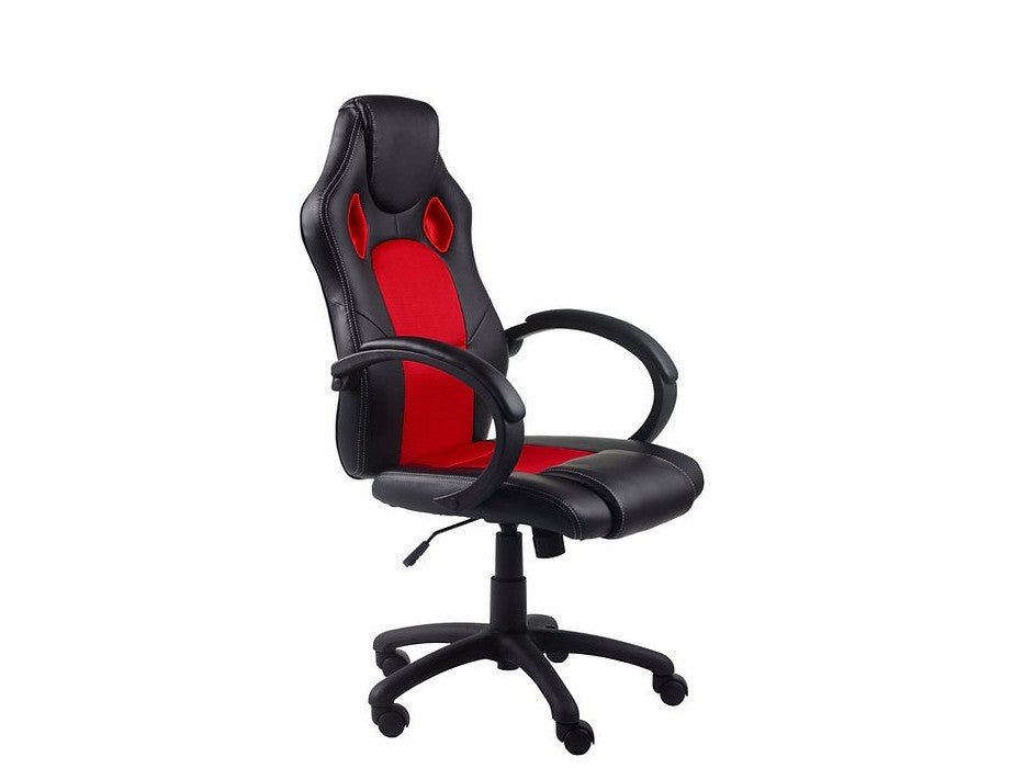 Black & Red Bonded Leather Office Chair - Ergonomic Executive Desk Chair with Adjustable Height & Lumbar Support - Perfect for Home Office, Gaming, and Conference Rooms