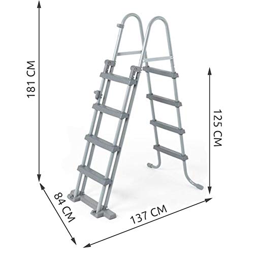 Bestway 48 Inch Above Ground Pool Ladder - Heavy Duty Steel Frame with Non-Slip Steps for Safe Entry & Exit | Perfect for Inflatable & Metal Frame Swimming Pools | Backyard, Summer Fun, Family Use