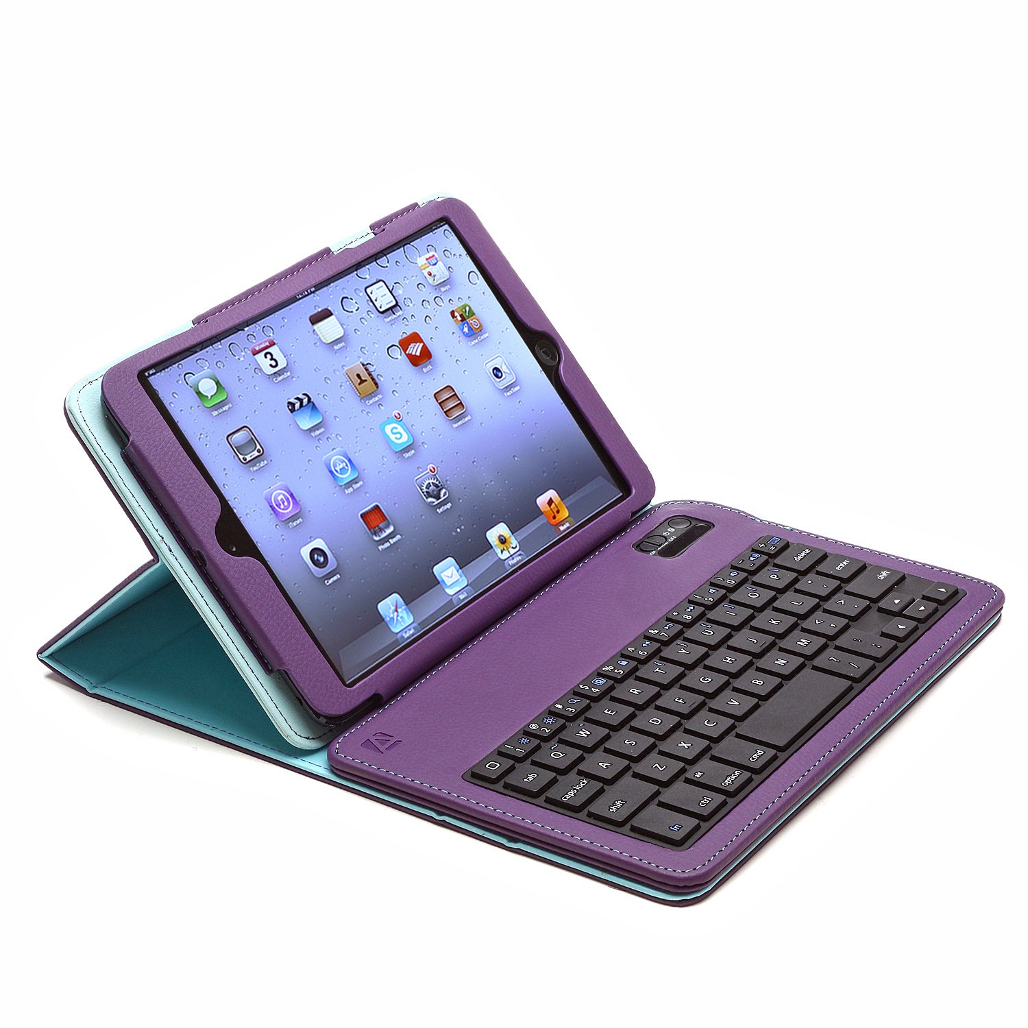 Aduro 4.5165G FACIO Bluetooth Keyboard Case for Apple iPad Mini - Detachable Keyboard, Purple & Turquoise - Perfect for Work, Travel & Home Use