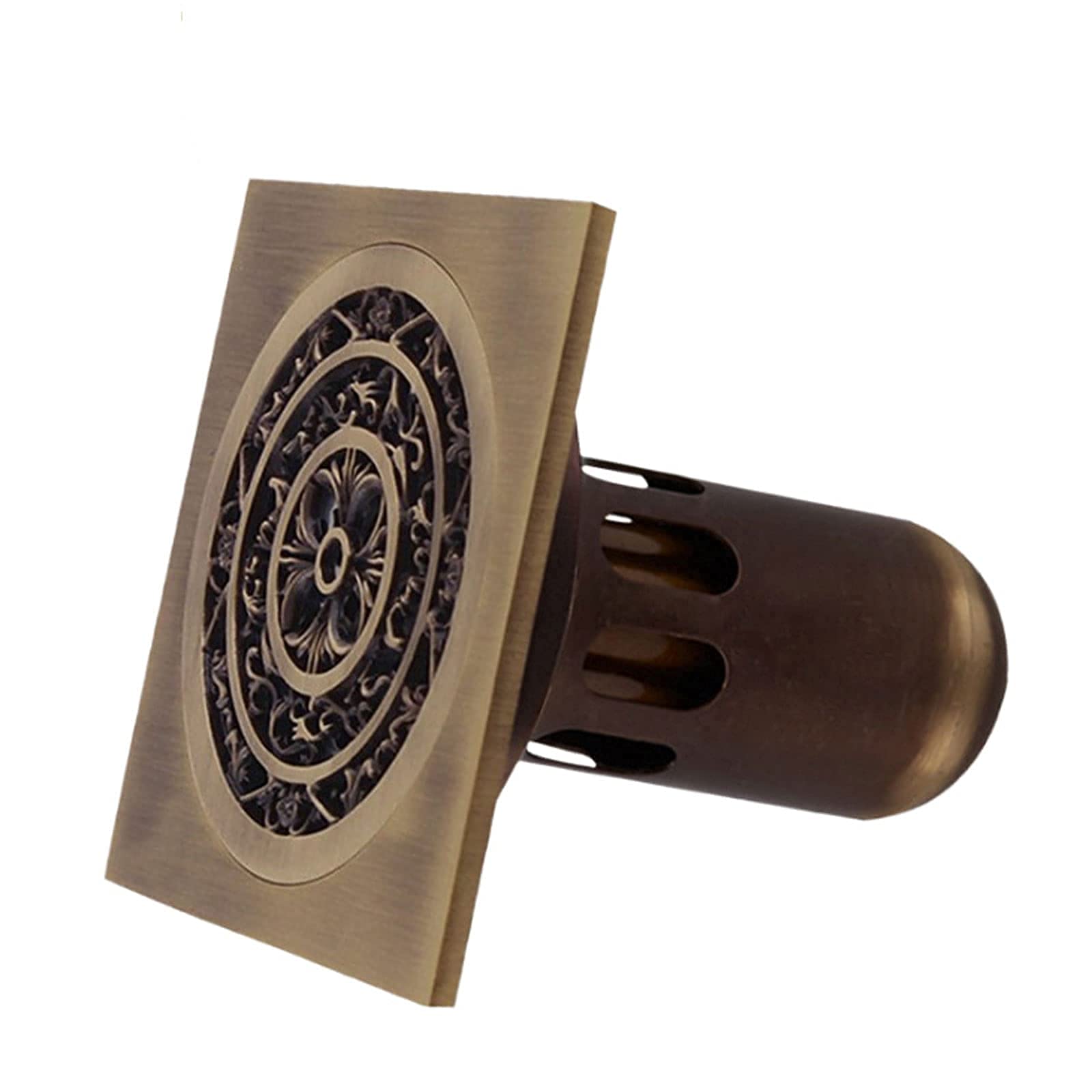 4 Inch Square Shower Floor Drain - Chrome Finish Brass Shower Drain with Removable Cover Grate - Bathroom Waste Drain for Home, Hotel & Commercial Use - Ideal for Modern Bathrooms, Spa Showers and Wet Rooms