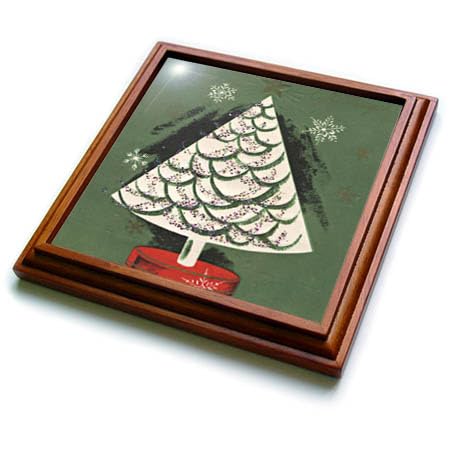 3D Rose Brown Ceramic Tile Christmas Tree Trivet - 8x8 Inch Heat Resistant Coaster for Holiday Decor, Kitchen & Dining Table Protection - Perfect for Christmas Party, Gift & Home Decoration