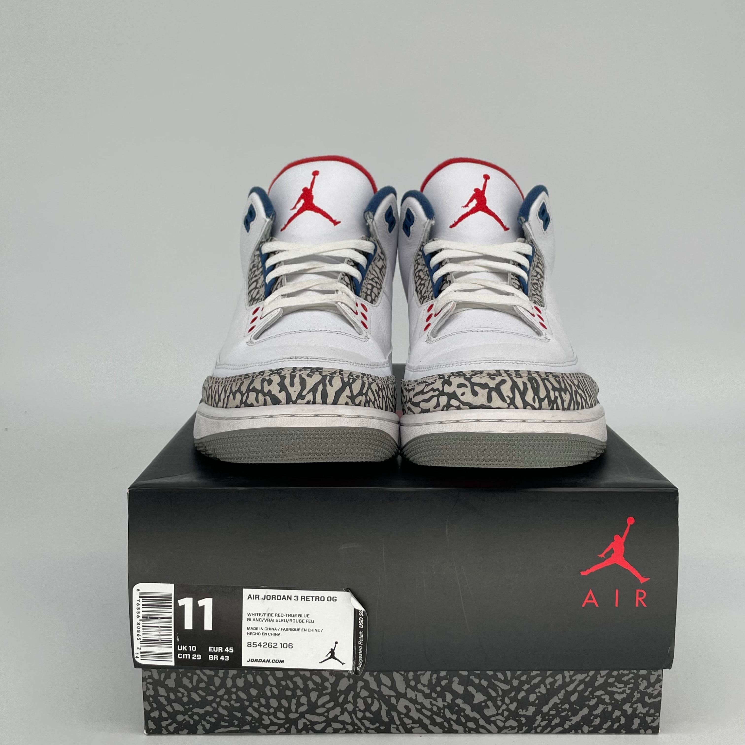 Original Air Jordan 3 Retro 'True Blue' Men's Basketball Shoes - Size 11 (854262-106) - Perfect for Streetwear, Sneaker Collecting & Casual Sports Fashion