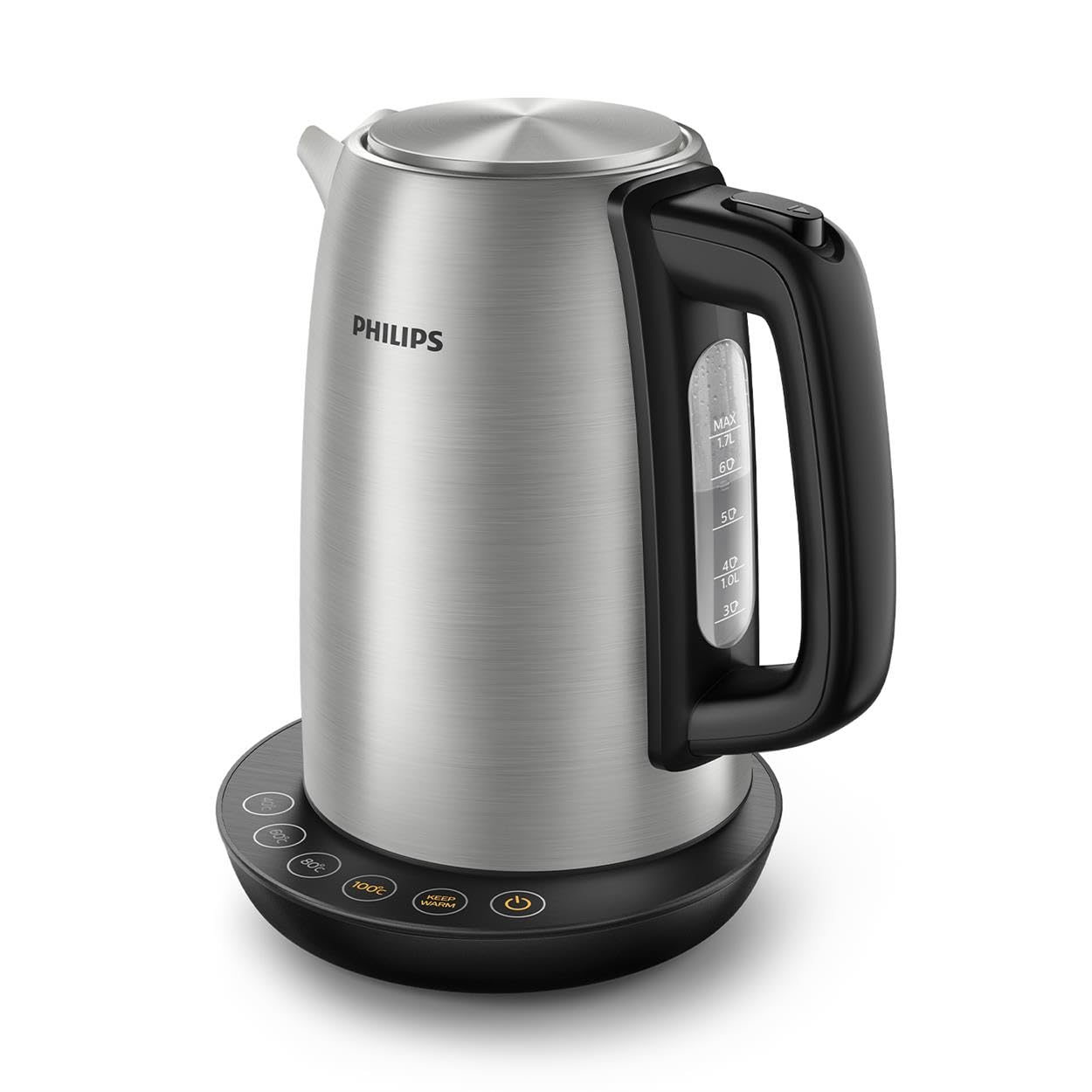 Philips HD9359/90 1.7L Stainless Steel Electric Kettle with Preset Programs, Temperature Control & LED Lights - Perfect for Home, Office and Tea/Coffee Brewing
