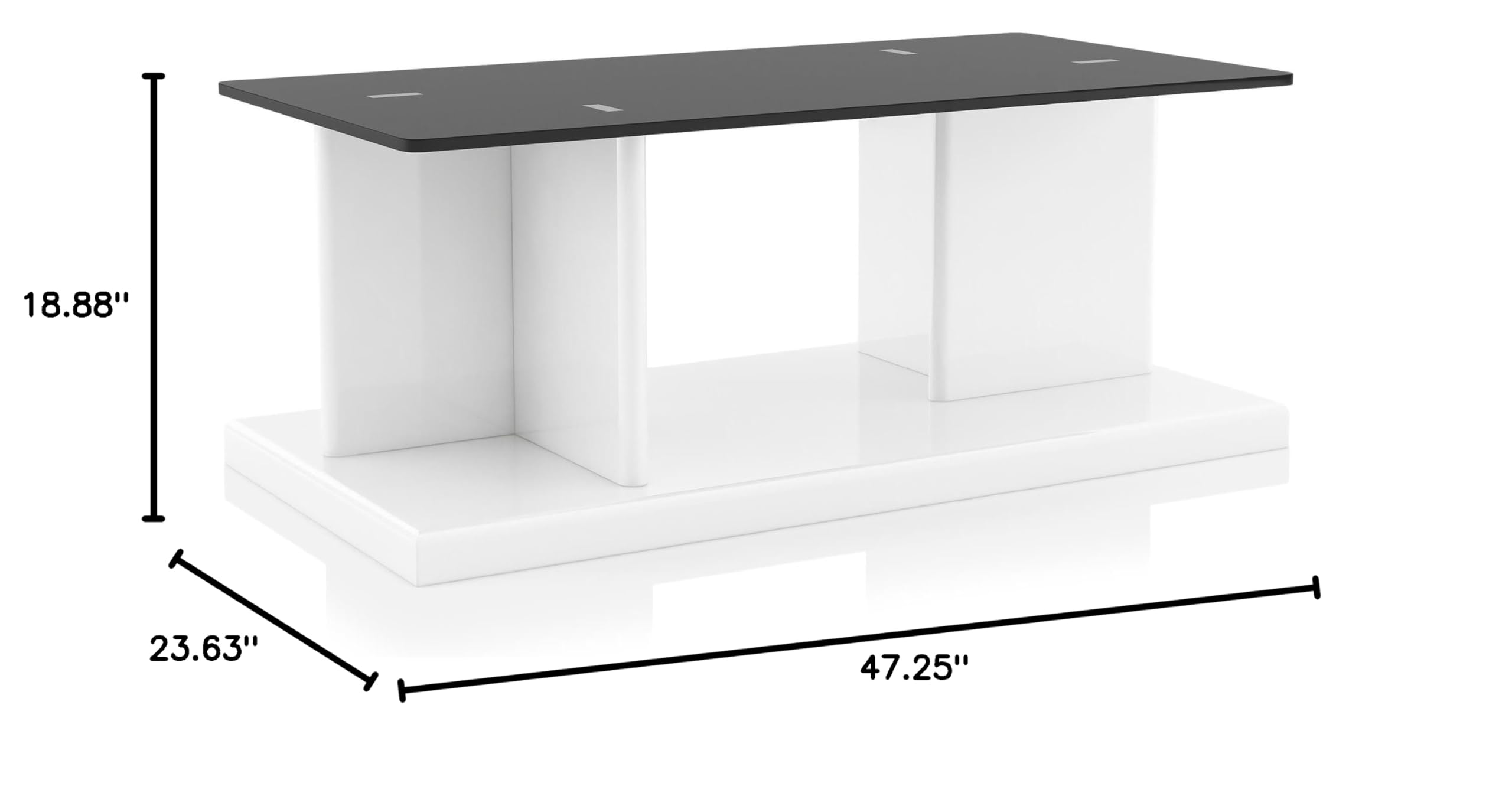 White Thame Glass Top 3-Piece Coffee Table Set for Living Room