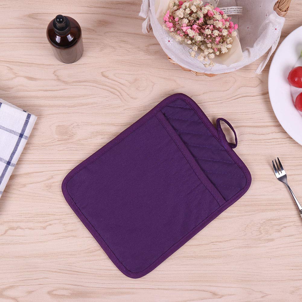 Anyi Heat Resistant Cotton Pot Holders for Kitchen - Purple Hot Pads with Pocket for Counter Table | Perfect for Cooking, Baking & Serving Hot Dishes