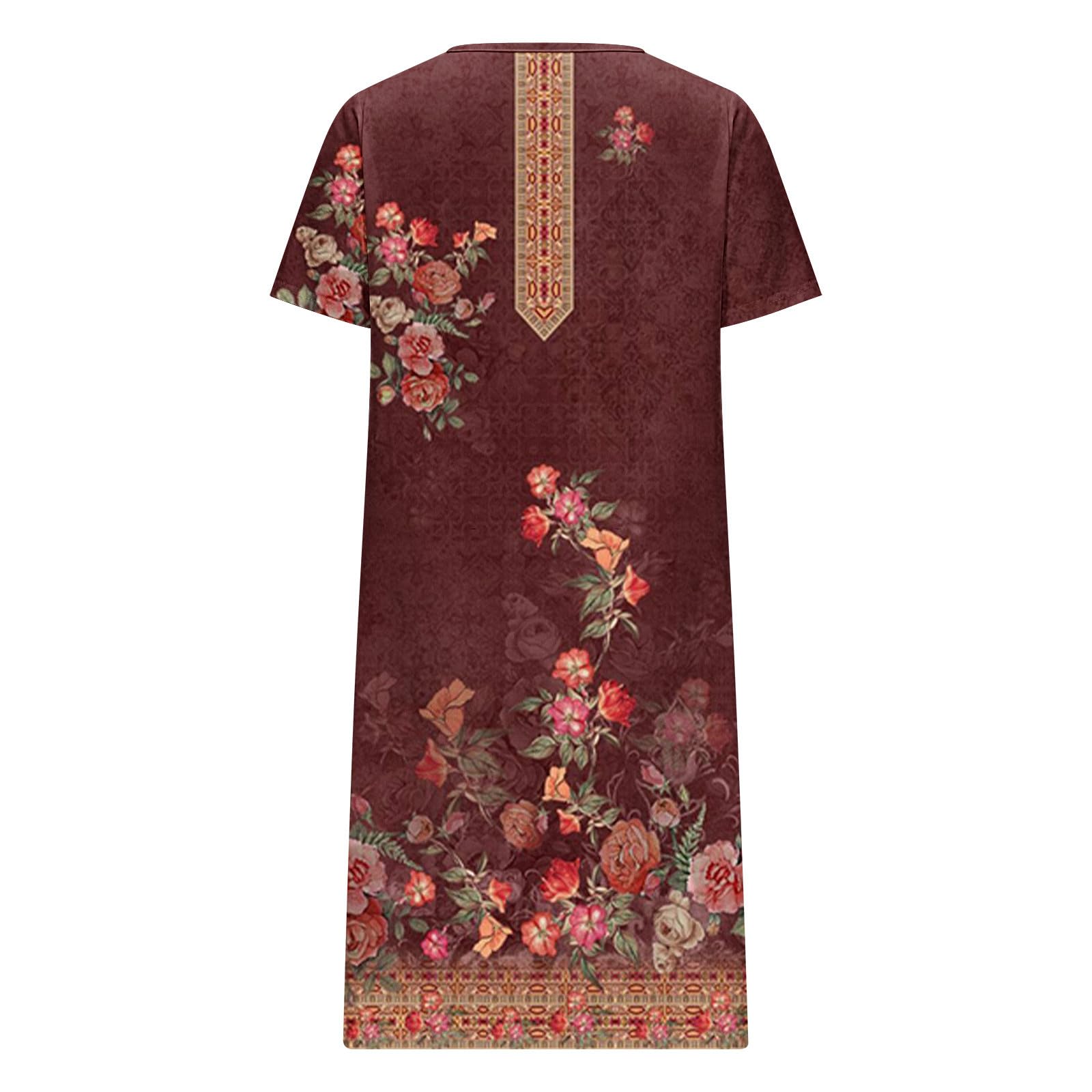 Women's Floral Boho Shirt Dress 2024 - Summer Casual Pleated Sundress with Pockets | Beach Vacation, Outdoor Date & Weekend Brunch Outfit