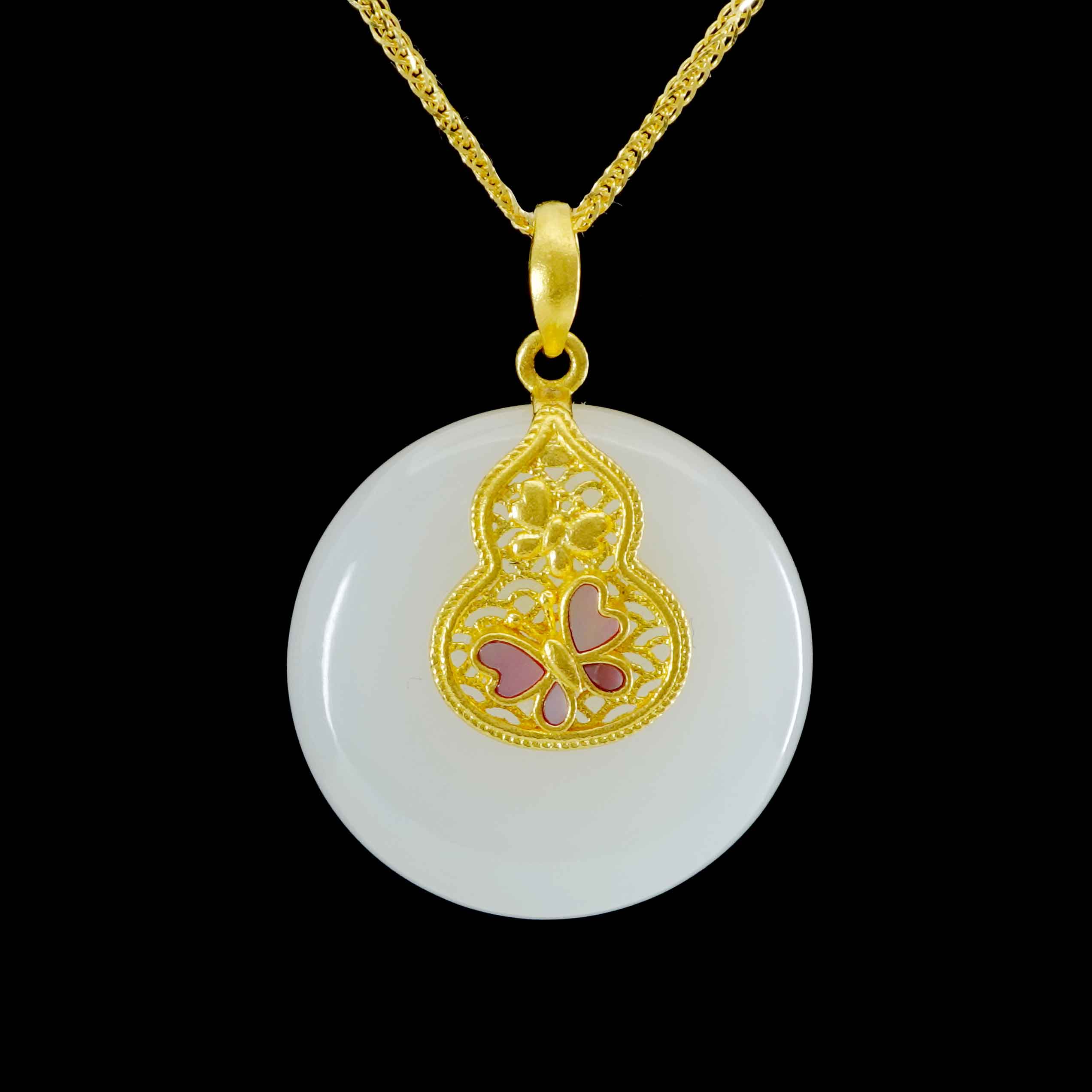 24K Gold Nephrite Jade Pendant Necklace for Women - Elegant & Luxurious Jewelry Gift for Birthday, Anniversary & Special Occasions