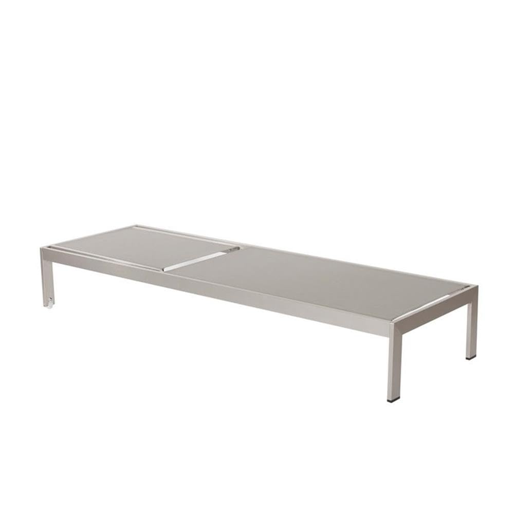 2-Piece Aluminum Patio Lounger Set with Side Table in Gray - Outdoor Furniture for Poolside, Garden, and Backyard Relaxation
