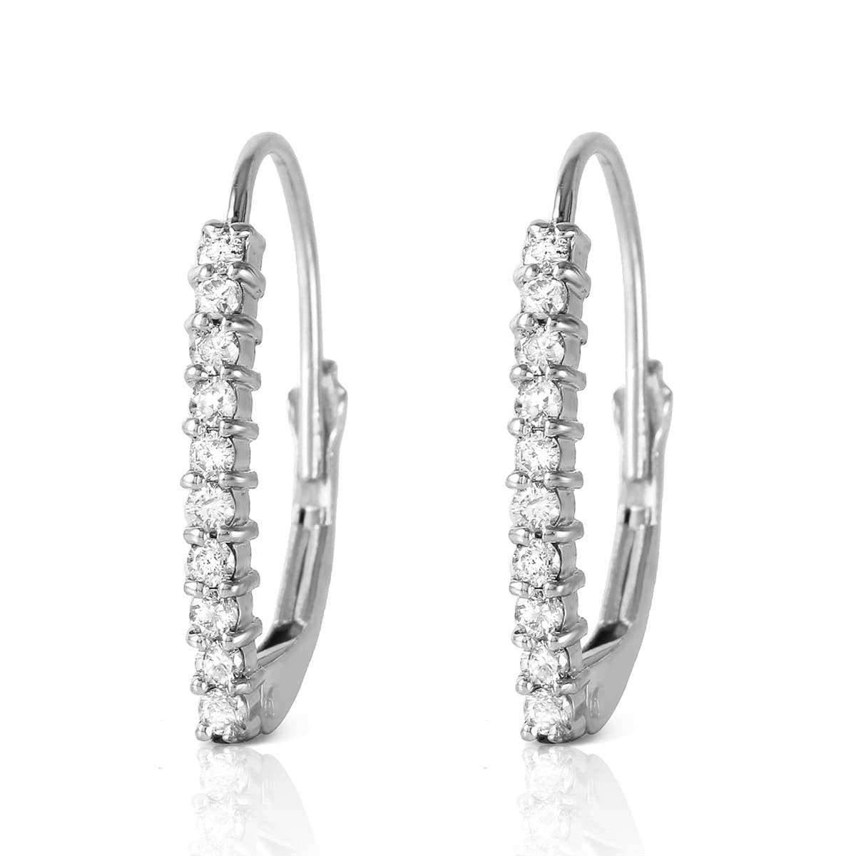 0.3 Carat 14K Solid White Gold Leverback Earrings with Natural Diamond - Elegant Everyday Jewelry for Women, Perfect for Work, Date Night & Special Occasions