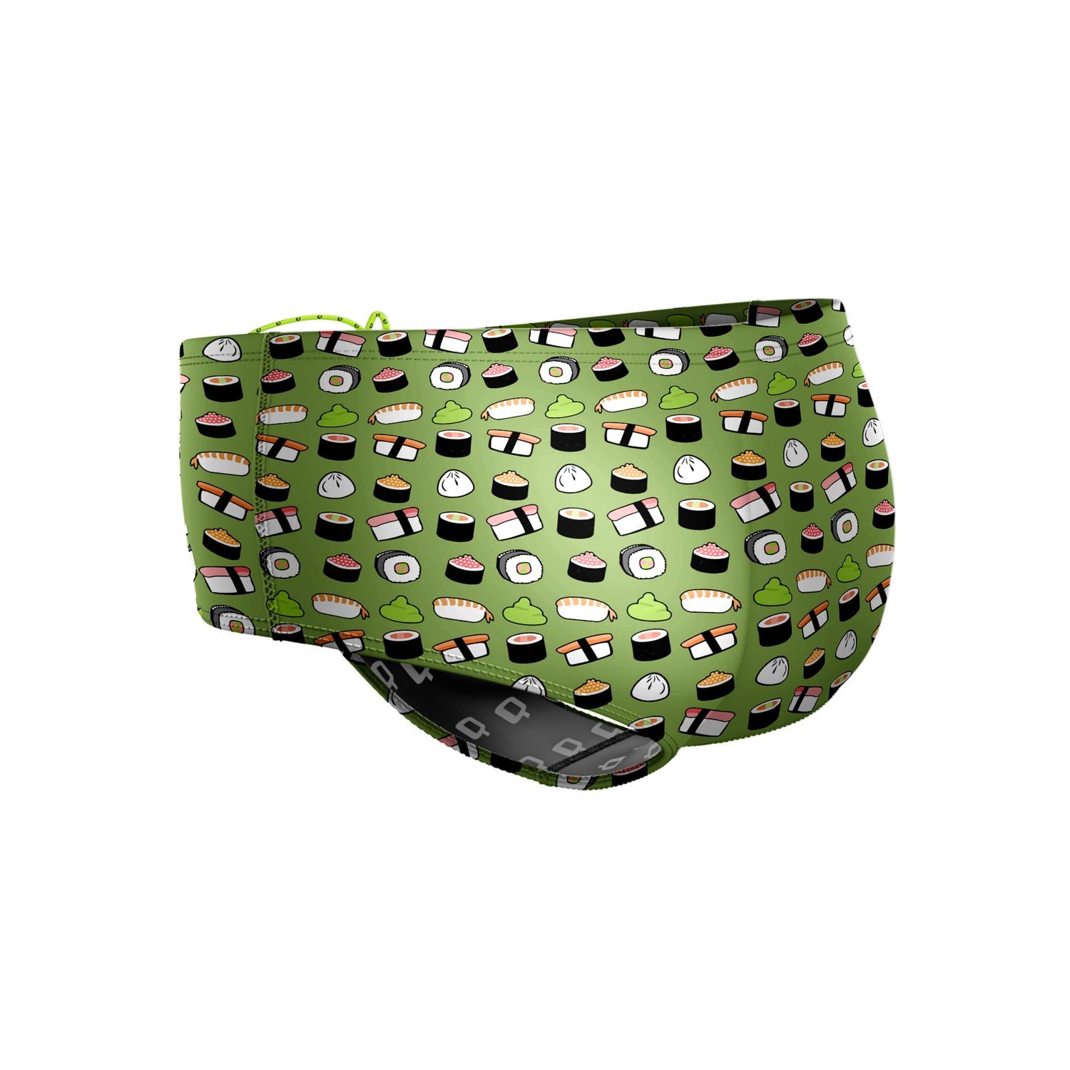 Classic Sushi Print Brief Swimsuit - High Waisted Swimwear for Women, Perfect for Beach, Pool, and Summer Vacations