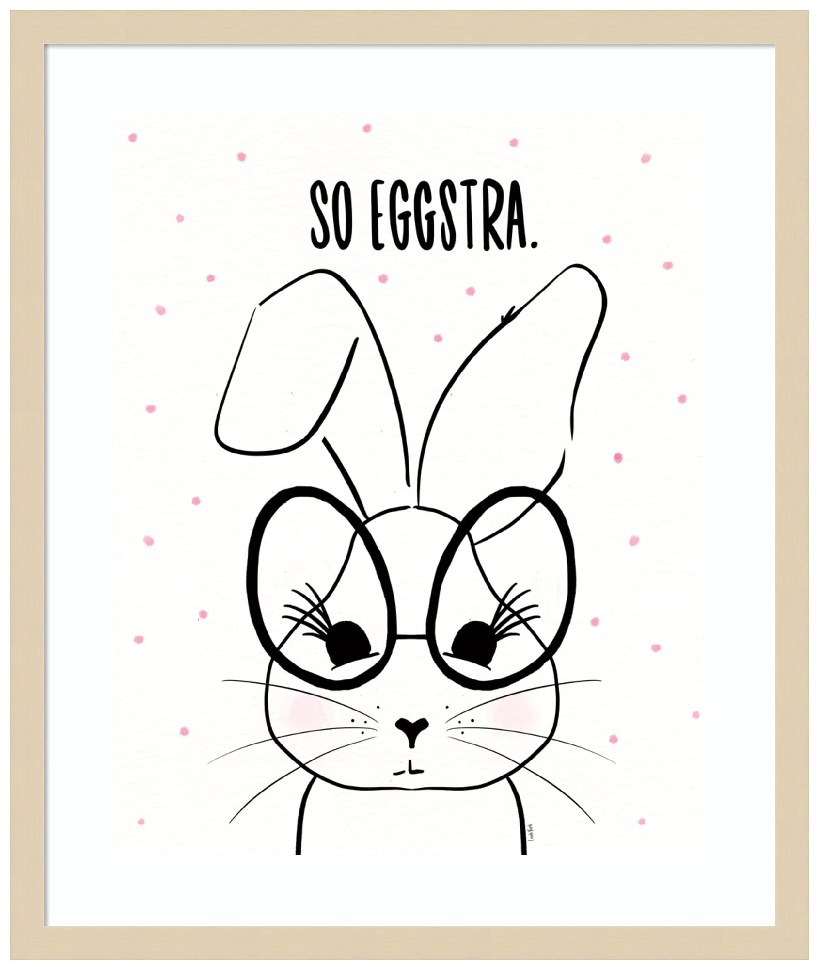 Funny Bunny II by Leah York - Wood Framed Wall Art Print (21x25 Inches) - Svelte Natural Frame - Home & Office Decor - Perfect for Living Room, Bedroom or Gift