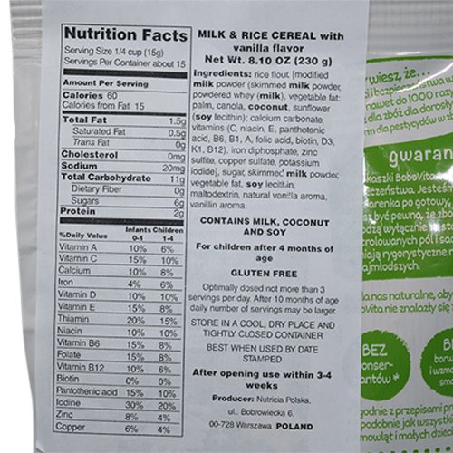 Organic Bobovita Vanilla Milk & Rice Cereal for Babies 230g (Pack of 3) - Easy-to-Digest Baby Food for Breakfast, Snacks & Travel - Ideal for 6+ Months Infants