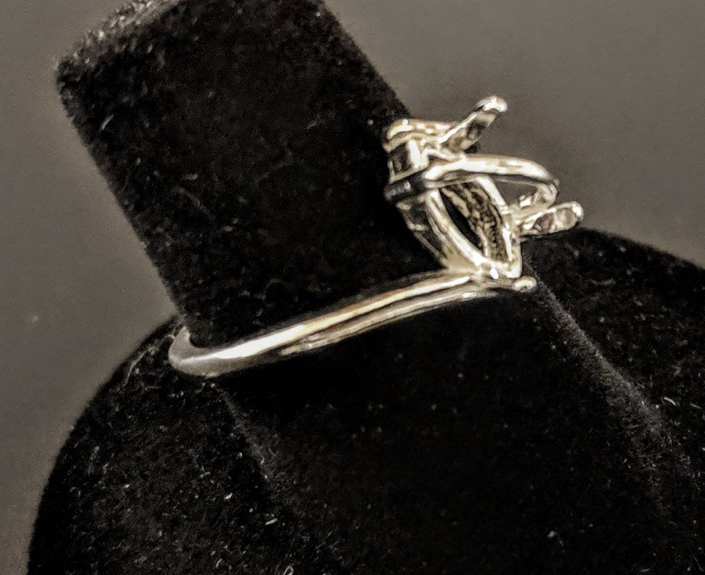 Solid Sterling Silver or 14kt Gold 12x6mm Marquise Cut Pre-Notched Blank Ring Shank Setting - Size 7 (163-500) - Perfect for Jewelry Making, Engagement Rings & DIY Craft Projects