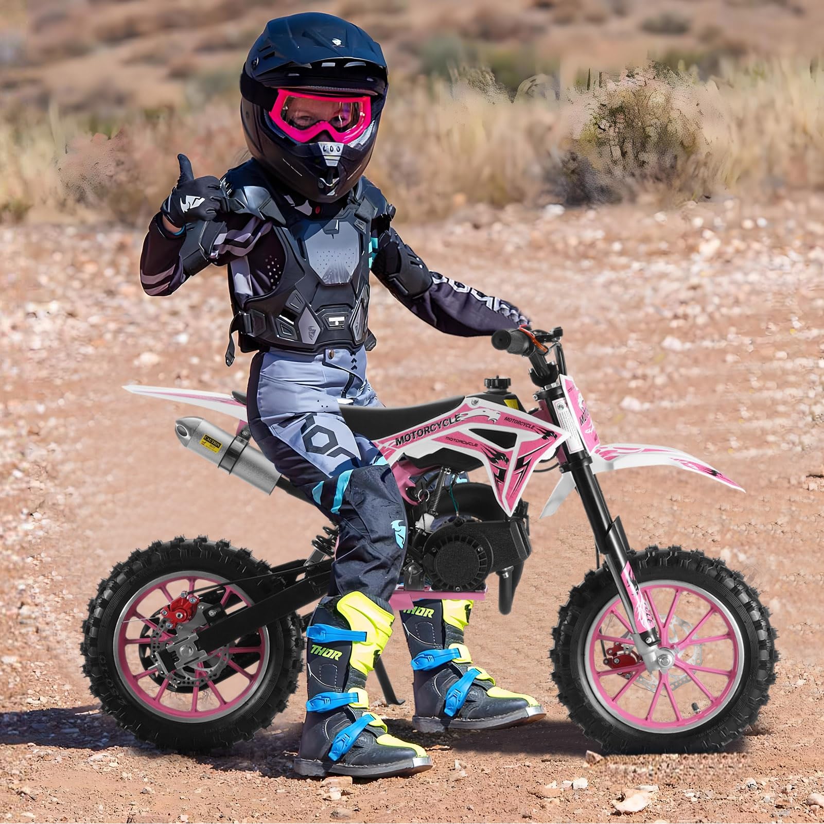 2024 Kids 50cc Gas Dirt Bike - 2-Stroke Off-Road Mini Motorcycle for Boys & Girls Ages 6-12 | 330Lbs Max Load | Green & Black | Perfect for Backyard Riding, Trail Adventures & Summer Outdoor Fun