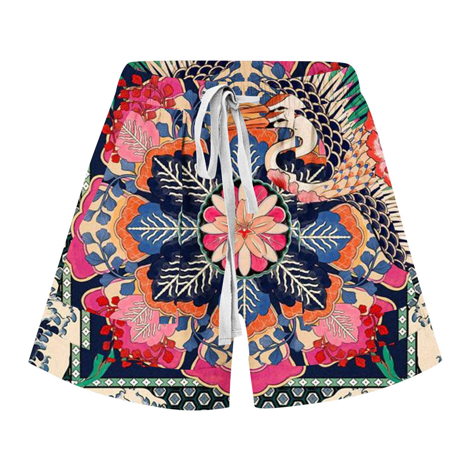 Women's Floral Beach Shorts with Pockets - Summer Casual & Tropical Print for Vacation