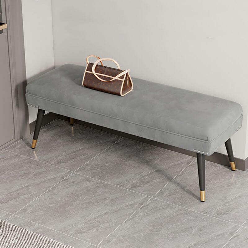 Modern Flannel Rectangle Footstool with Gold Legs & Solid Color Upholstery - Cozy Living Room Accent for Home Decor & Relaxation