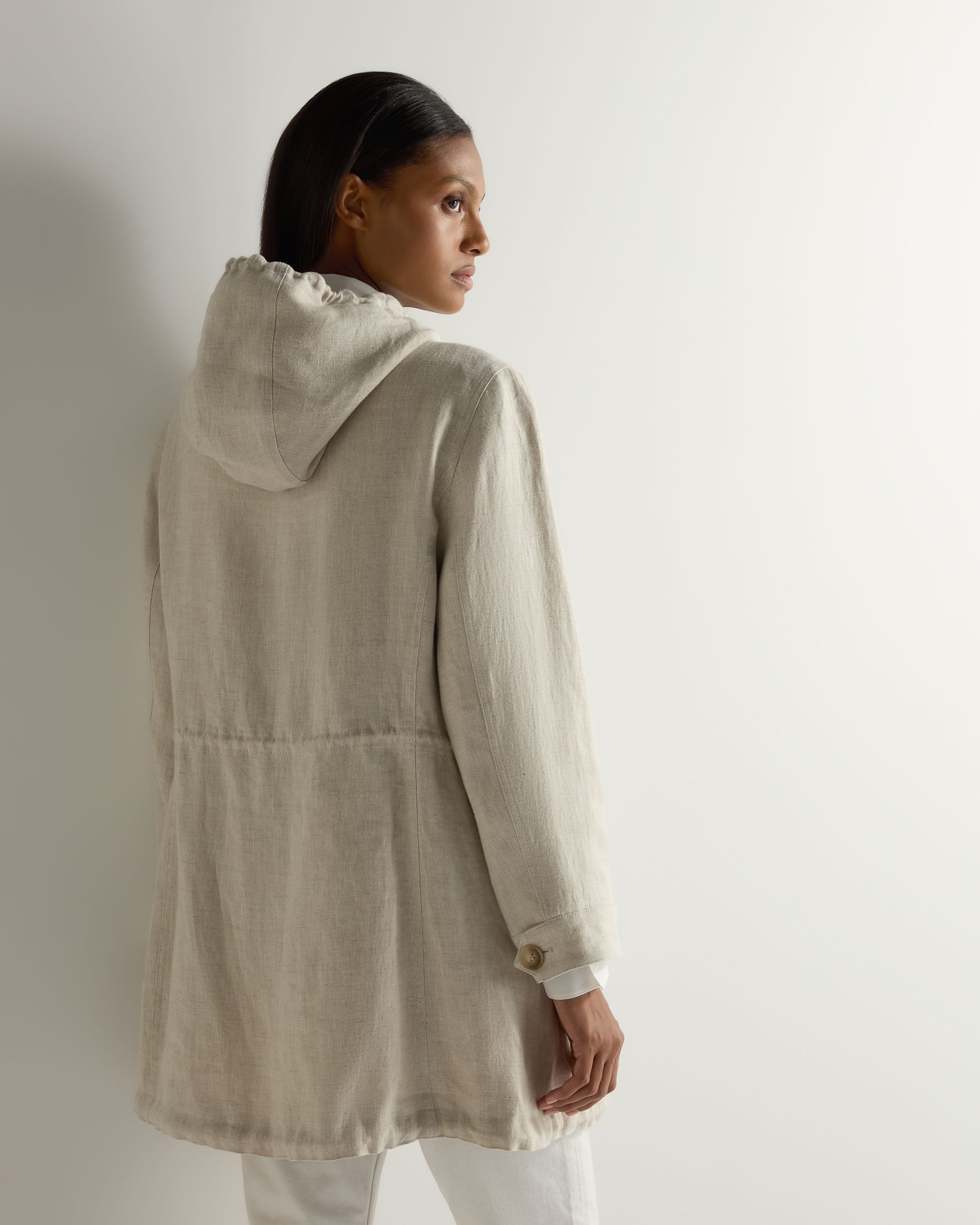 Women's Salina Linen Jacket - Lightweight Summer Cover-Up in Oatmeal Brown | Perfect for Beach Outings, Casual Wear & Outdoor Activities