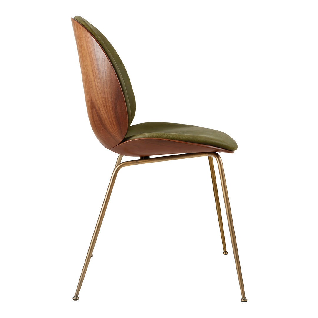 Modern Beetle Dining Chair with Upholstered Front & 3D Veneer Shell - Conical Base for Kitchen, Dining Room, or Office - Comfortable Seating Solution for Home & Commercial Spaces