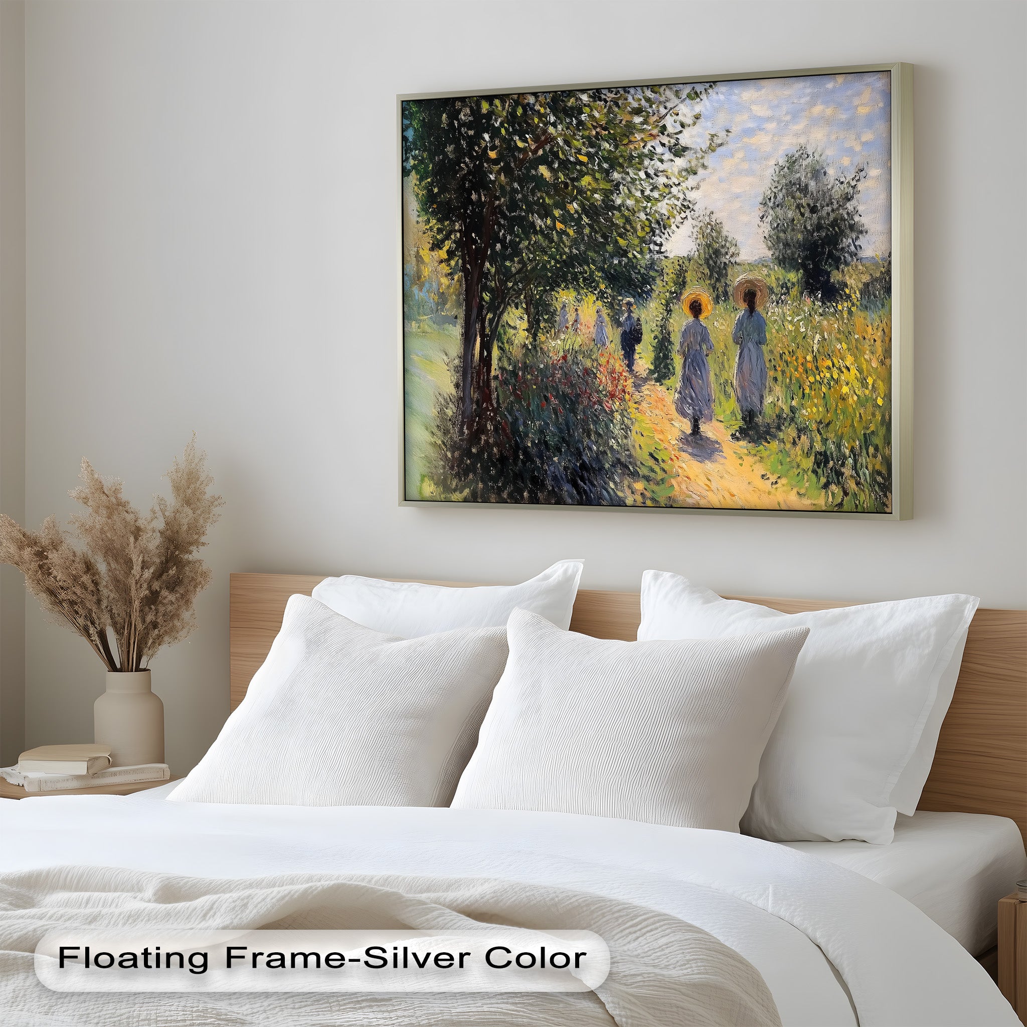 Afternoon Stroll - Sun Dappled Garden Walk Oil Painting Wall Art - Hand Painted Landscape Canvas for Living Room, Bedroom Decor - Perfect Gift for Home & Office