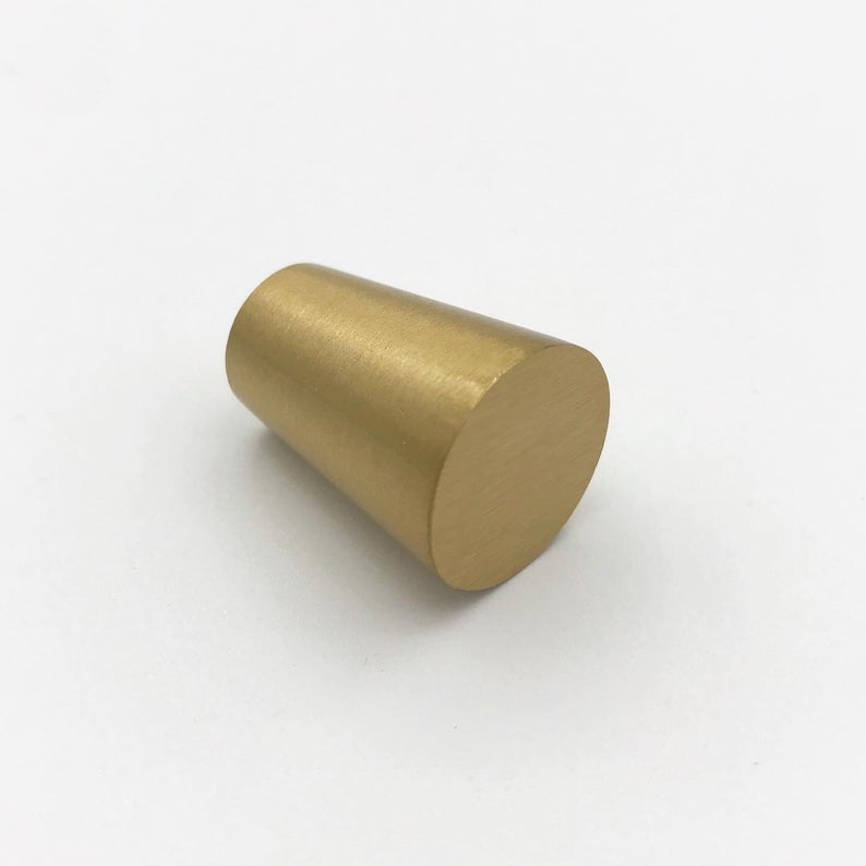 Vintage Satin Gold Cabinet Knobs - 1-1/4 Inch Cone Shaped Drawer Pulls for Kitchen, Bathroom & Furniture - Set of 10 (Antique Brass Finish) - Perfect for Home Renovation & DIY Projects