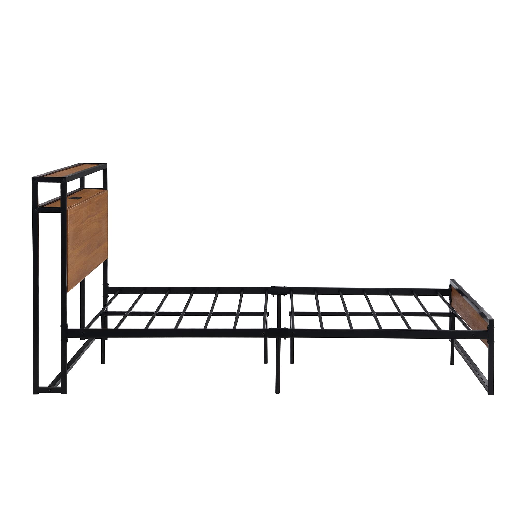 Full Size Platform Bed Frame with USB Ports & Power Outlets - Sturdy Metal Bed Frame with Storage Drawers, Heavy Duty Slat Support & Center Legs - No Box Spring Required (Black, Full) - Perfect for Modern Bedrooms, Guest Rooms & Small Spaces