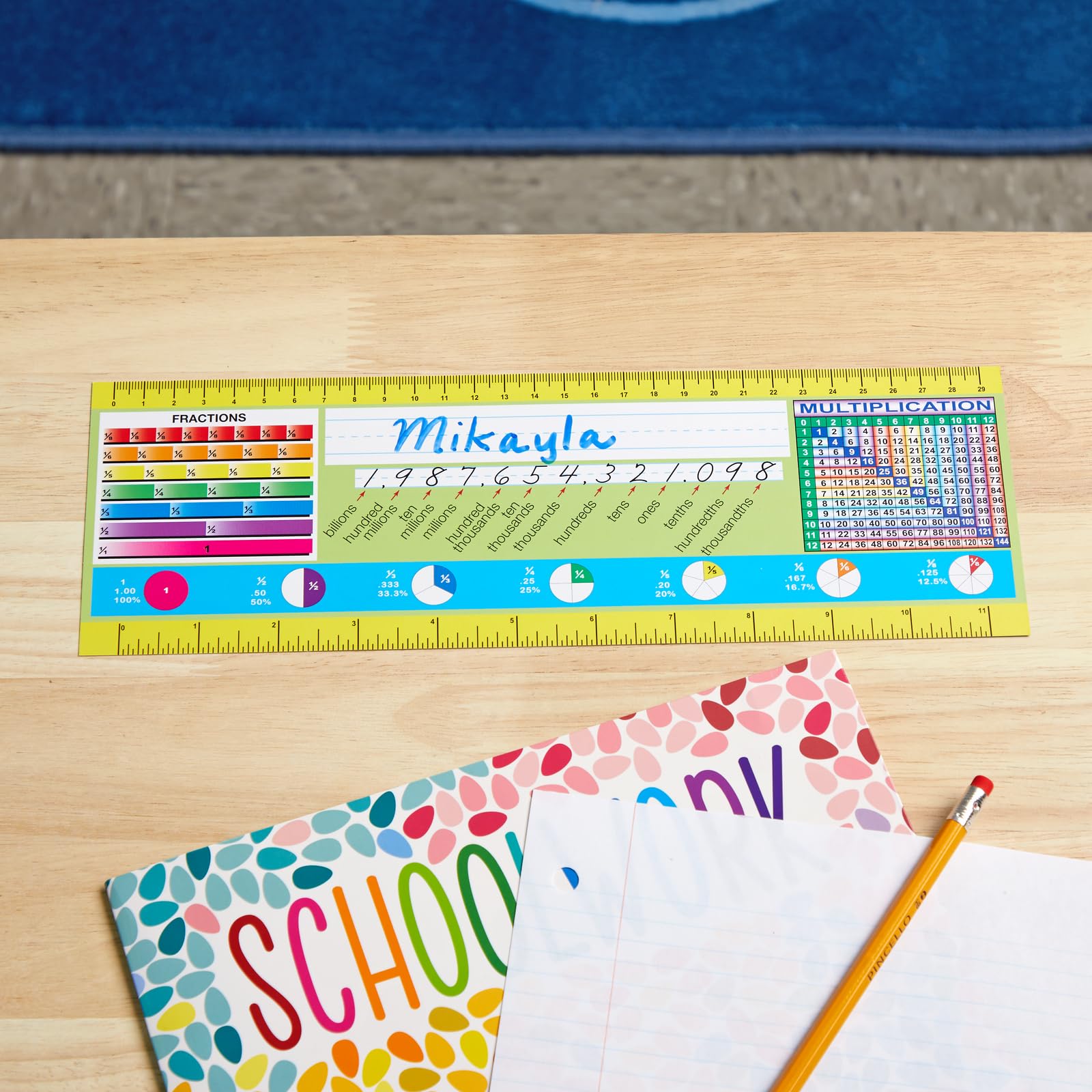Zaner-Bloser Intermediate Double-Sided Nameplate - 12 Pack Cardstock Desktop Reference with Self-Adhesive Sleeves & Testing Inserts - Perfect for Classroom Desks, Homeschooling, and Student Learning Activities