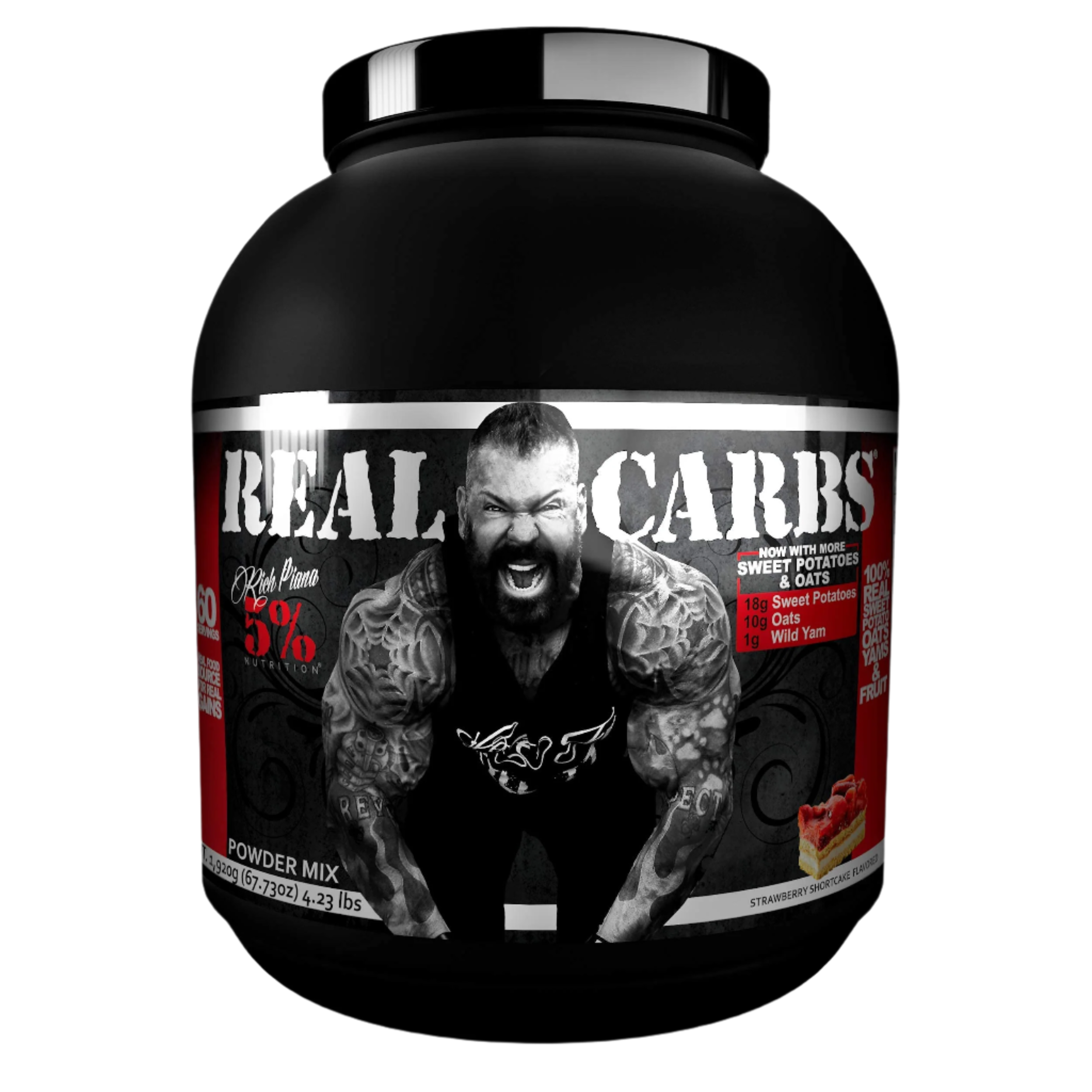5% Nutrition Real Carbs - Strawberry Shortcake Flavor, 1920g (4.23 lb) High Protein Meal Replacement for Bodybuilding & Post-Workout Recovery | Gym, Fitness & Weight Loss Supplement