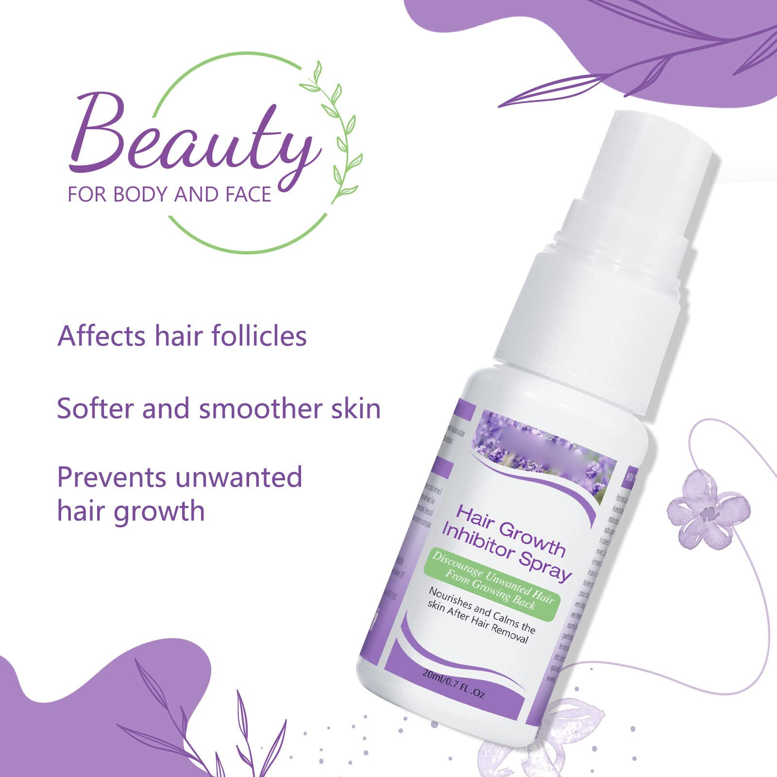 LICHENGTAI Hair Growth Inhibitor Cream - Natural Hair Removal Spray for Women & Men | Stops Unwanted Hair Growth on Body, Face, Arms, Legs, Armpits, Lips & Chest | Long-Lasting Smooth Skin Solution for Home & Salon Use