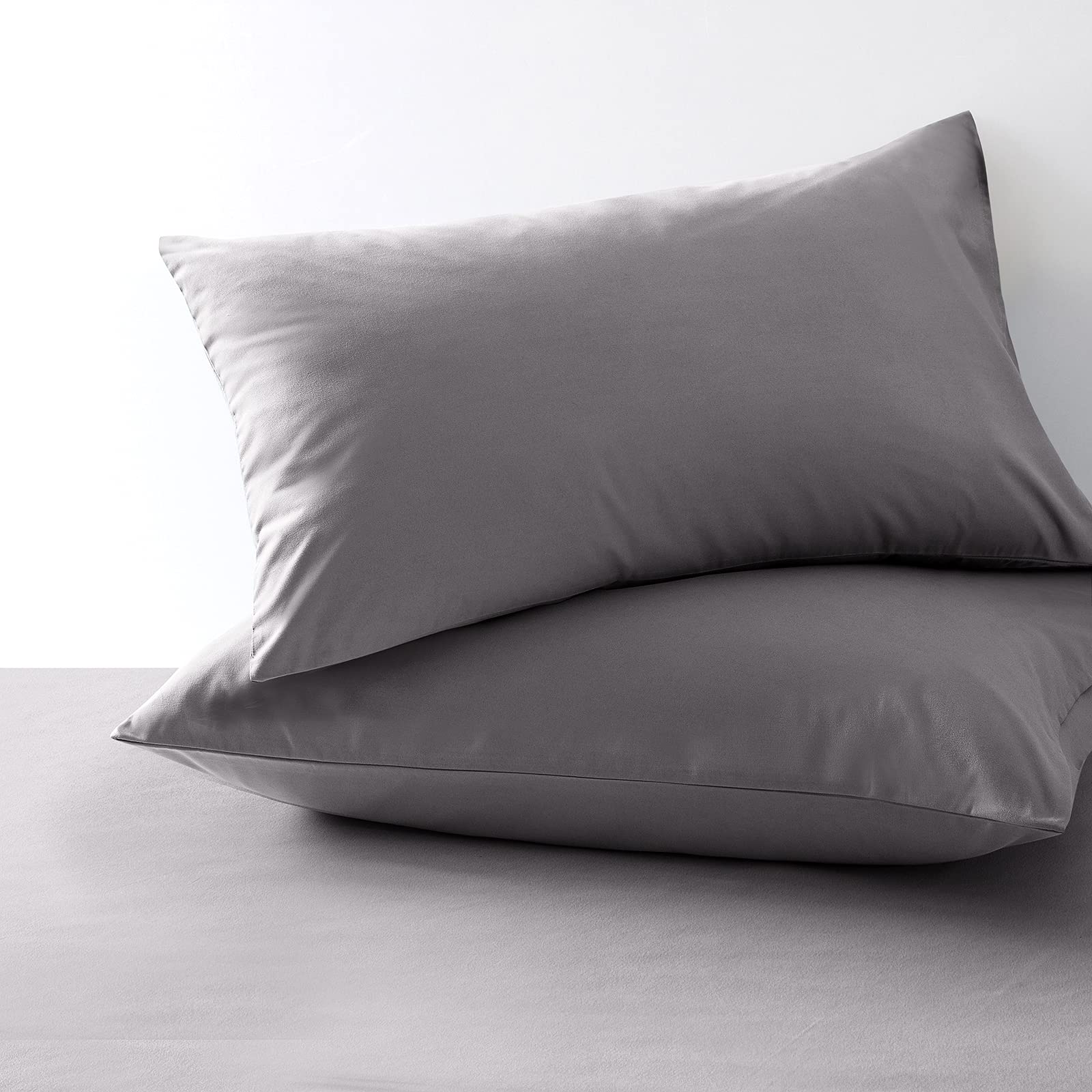 KKJIAF 2 Pack King Size Pillowcases - 1800 Thread Count Microfiber Pillow Covers with Envelope Closure, 20x36 Inches, Ultra Soft & Wrinkle Resistant (Dark Grey) - Perfect for Bedroom, Hotel, Travel & Home Decor