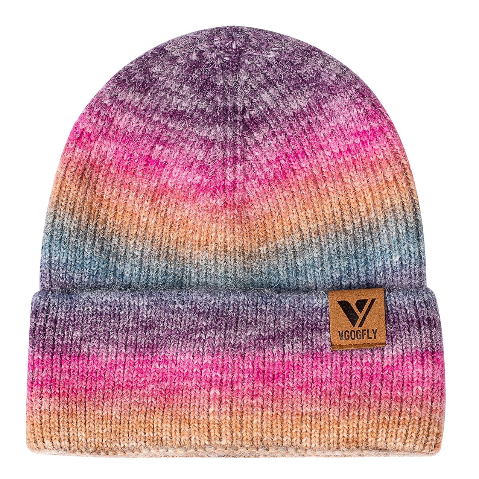 Vgogfly Slouchy Knit Skull Cap - Warm Winter Beanie Hat for Men & Women - Striped & Plain Cuffed Design - Perfect for Skiing, Snowboarding & Cold Weather Activities
