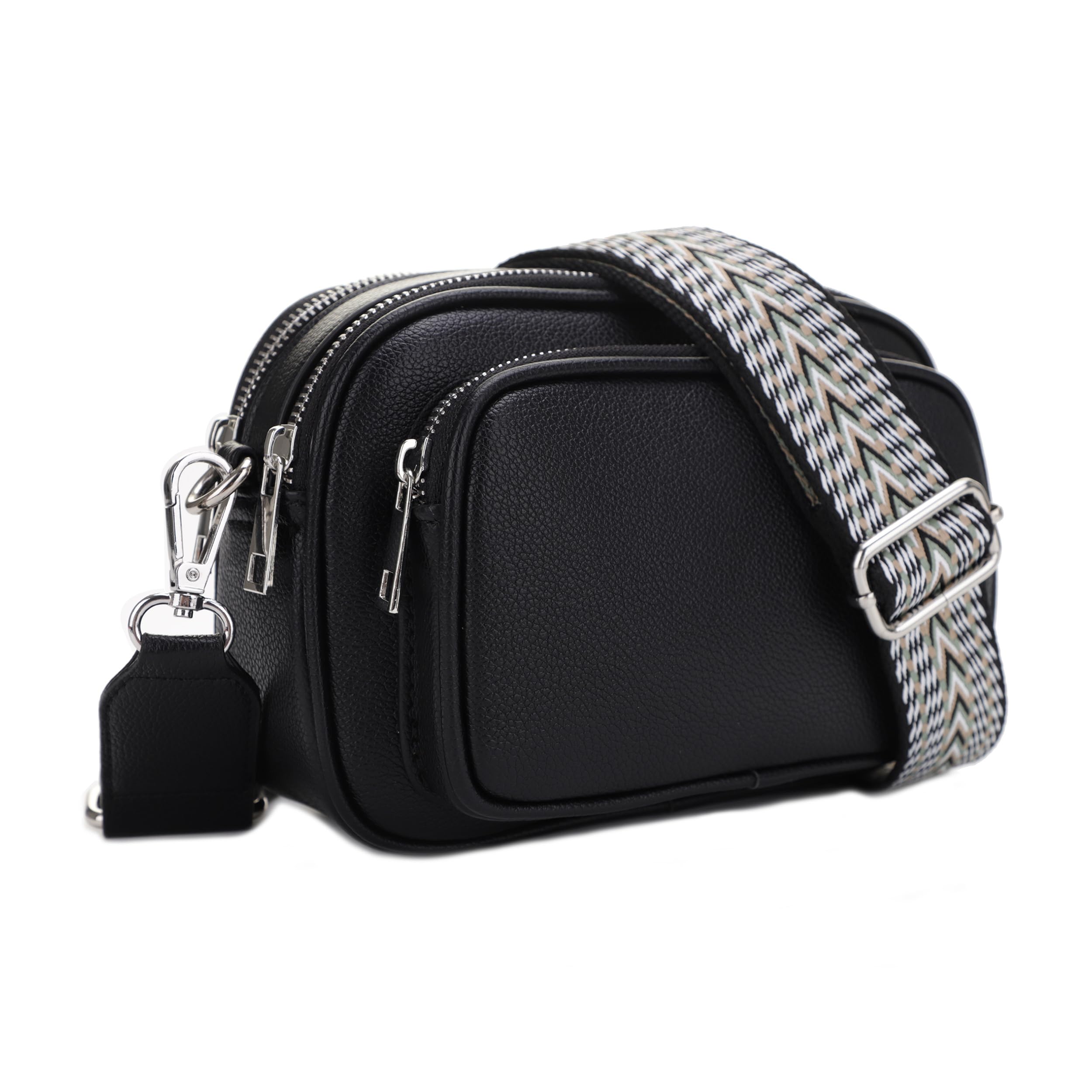 Trendy Women's Crossbody Purse - Triple Zip Camera Bag with Adjustable Strap for Travel & Daily Use