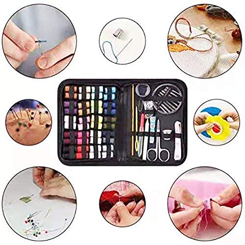 KIPETTO 128Pcs Portable Sewing Kit for Home & Travel - Includes Thread, Scissors, Thimble, Needles, Tape Measure & Carrying Case - Perfect for DIY Repairs, Emergency Fixes & Craft Projects
