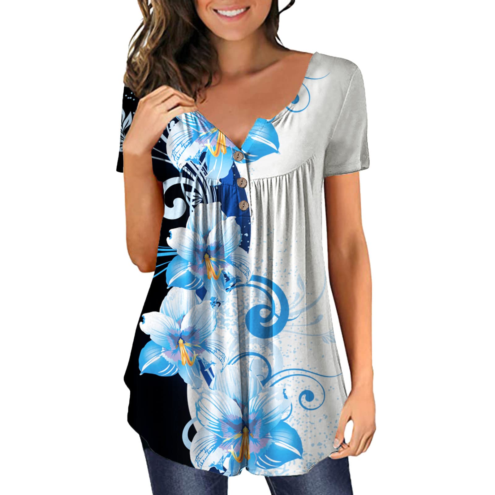 Women's Casual Blue Velvet Pullover Blouse - Long Sleeve Wrinkle-Free Dressy Top for Summer | Perfect for Office Wear, Date Nights & Casual Outings (Blue, XXL)