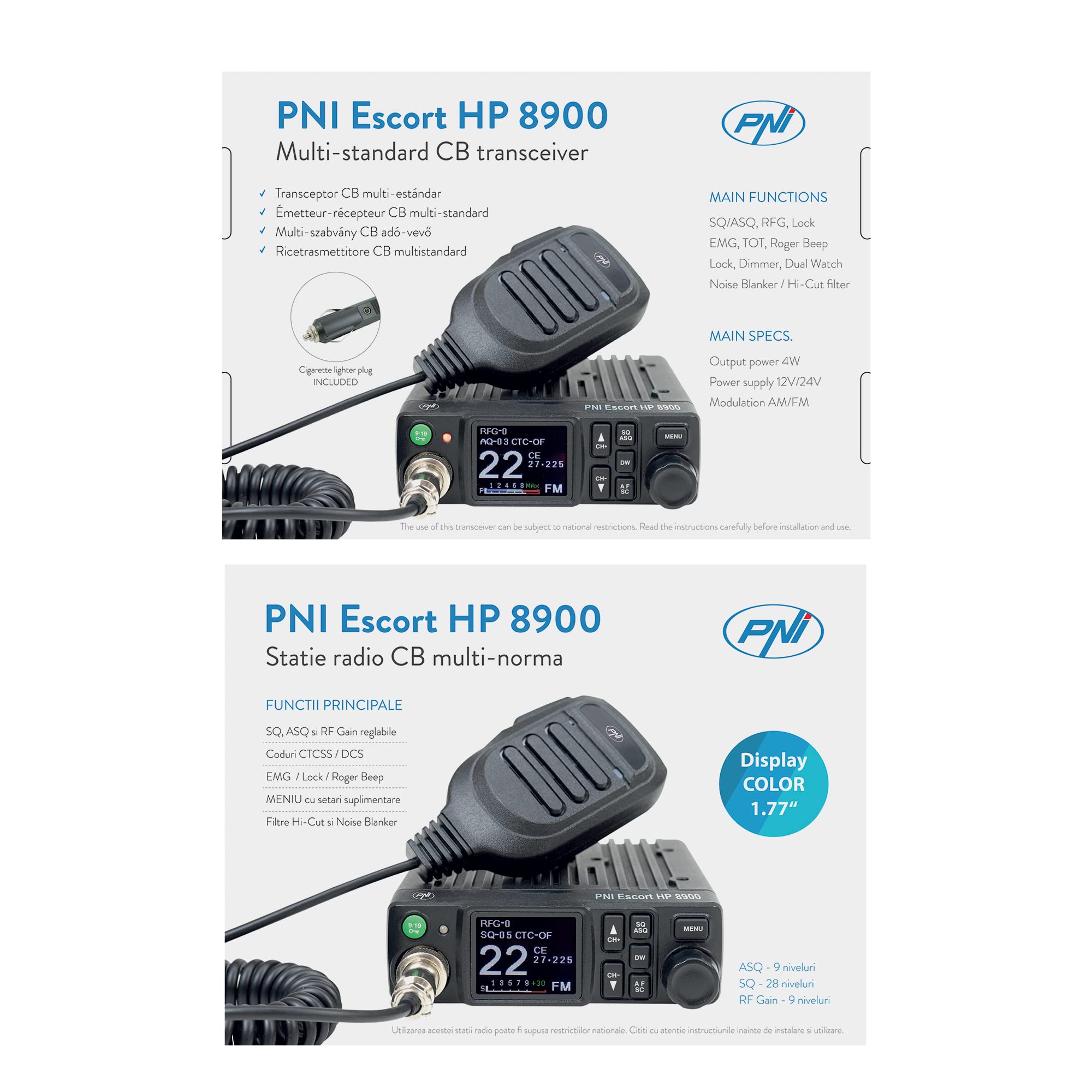CB PNI Escort HP 9700 USB Radio with Extra 45 Antenna & Magnetic Base - Long Range Communication for Truckers, RV & Emergency Preparedness