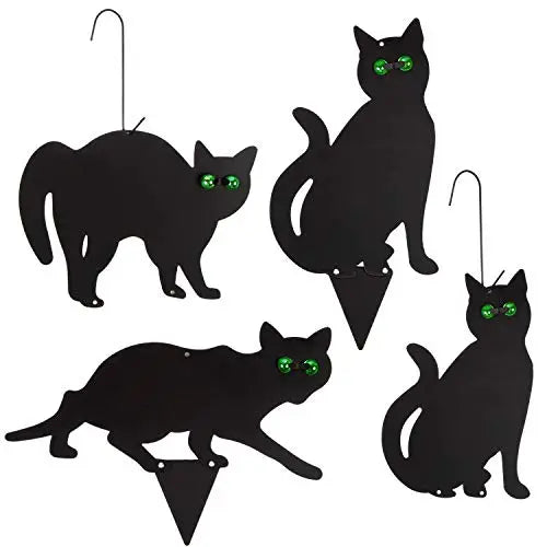 Set of 4 Realistic Garden Scare Cats with Reflective Eyes - Outdoor Pest Deterrent for Birds & Rodents | Perfect for Yard, Patio & Garden Decoration