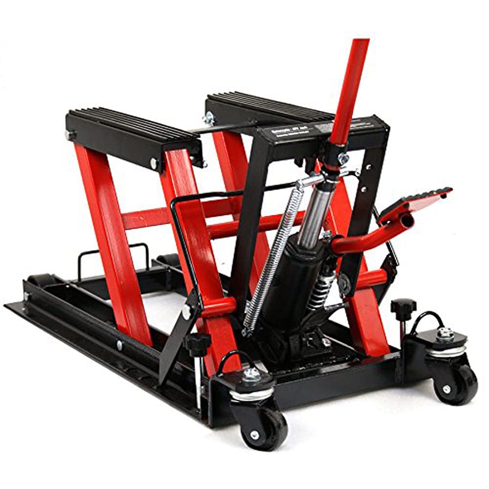 TECHTONGDA 1500 LB Heavy Duty Motorcycle Hydraulic Lift Stand - Professional Bike Repair Equipment for Garage & Workshop - Perfect for Motorcycle Maintenance, Tire Changes & Storage