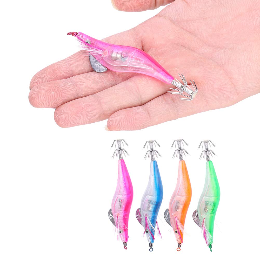 Alomejor 10cm Electric Fishing Lures - Glow in the Dark Bionic Shrimp Saltwater Squid Baits for Bass, Trout & Saltwater Fishing | Perfect for Night Fishing & Deep Sea Angling