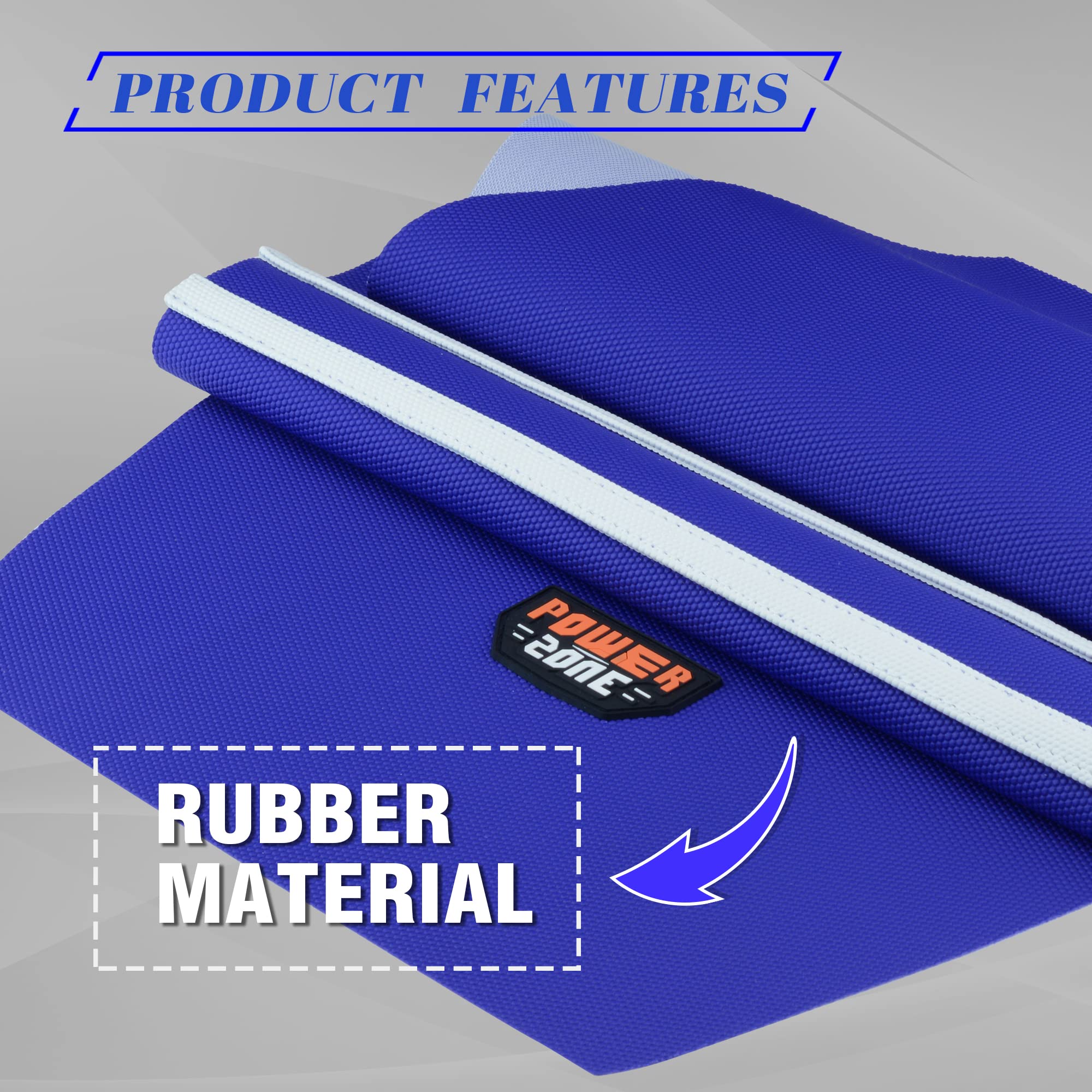 Non-Slip Dirt Bike Seat Cover - Universal Motorcycle Gripper Cover for Motocross & Enduro Riding - Blue & White Design - Perfect for Off-Road Trails & Racing