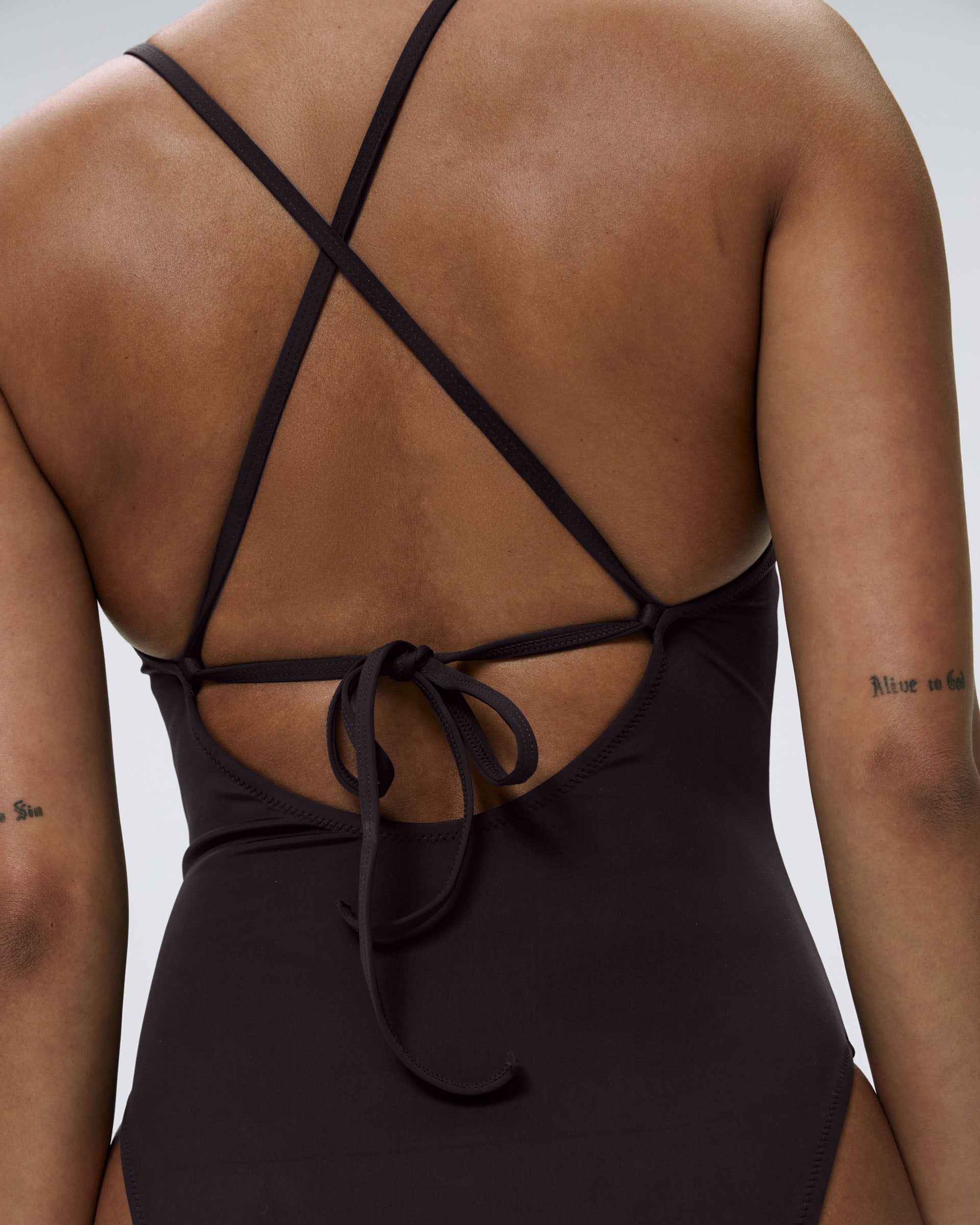 Tie Back Swimsuit for Women - Coffee Bean Color - Stylish One Piece Bathing Suit for Beach, Pool, and Vacation
