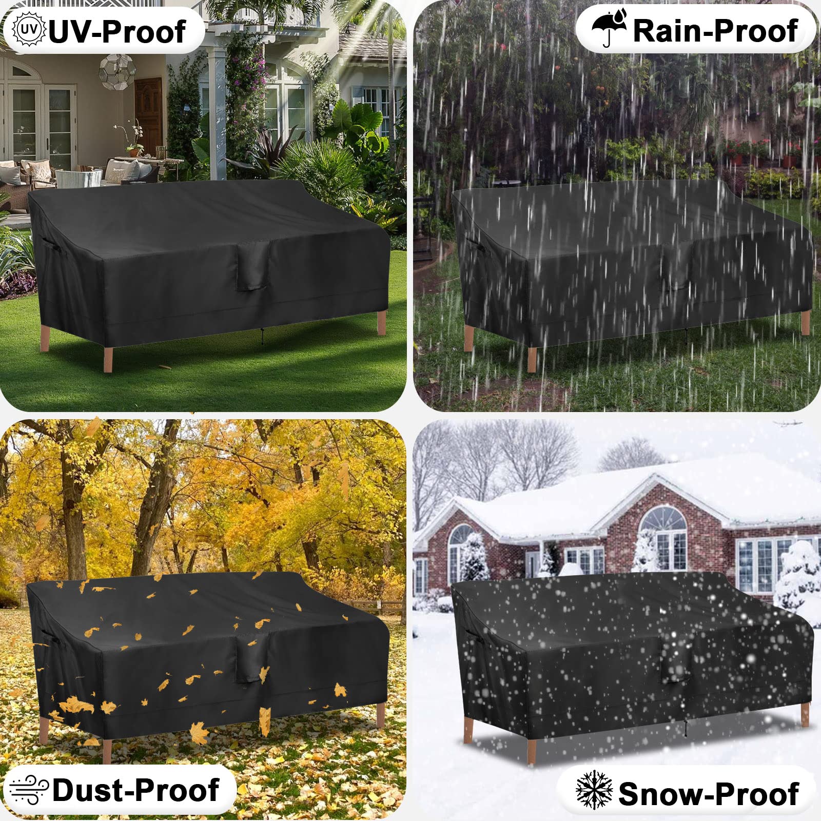 Outdoor Waterproof 4-Seater Patio Couch Cover - Heavy Duty UV Resistant Sofa Furniture Protector for Outdoor Use, 104