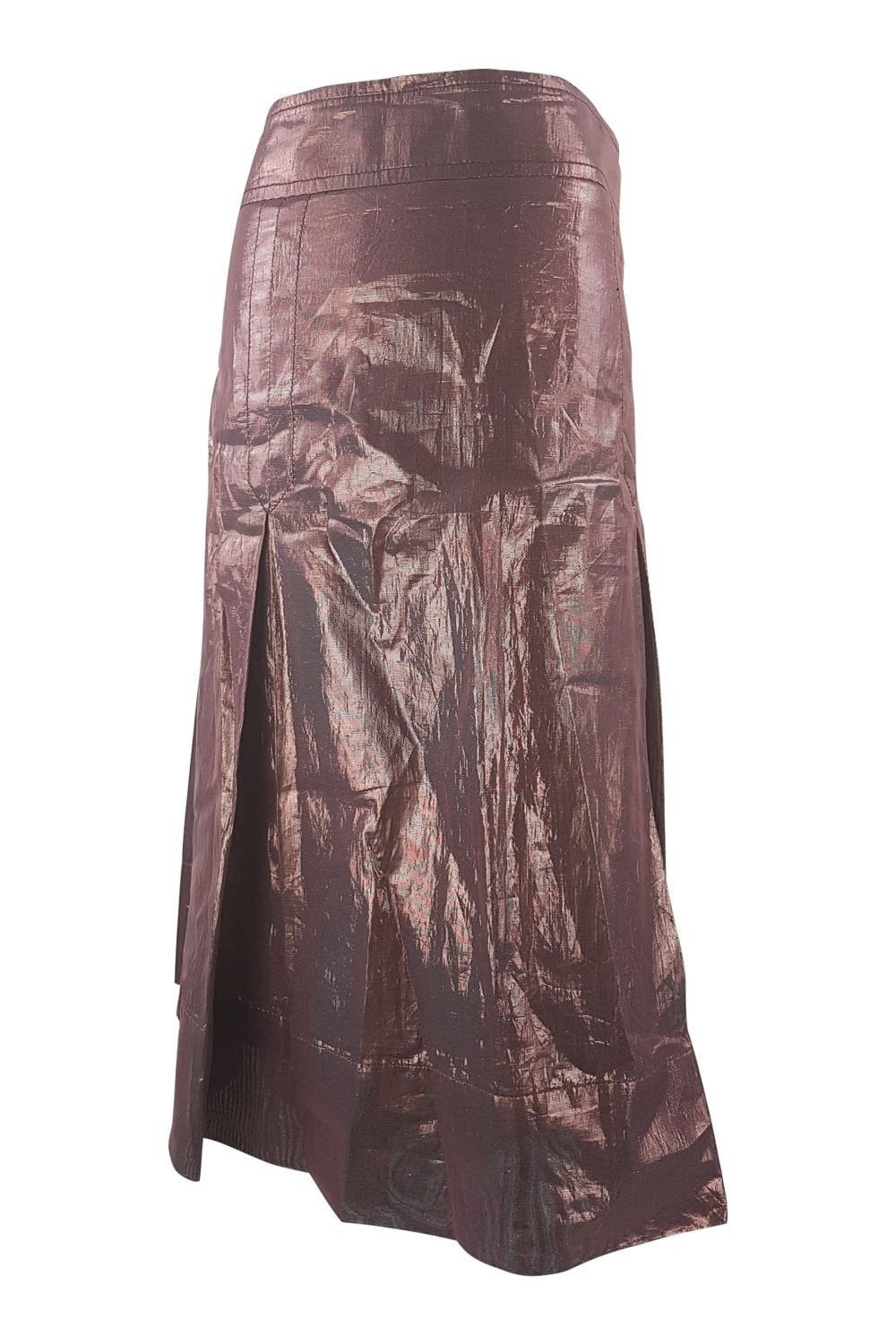 BURBERRY Iridescent Brown Box Pleat Mini Skirt (Medium) - Women's Fashion Skirt for Casual Outfits & Office Wear
