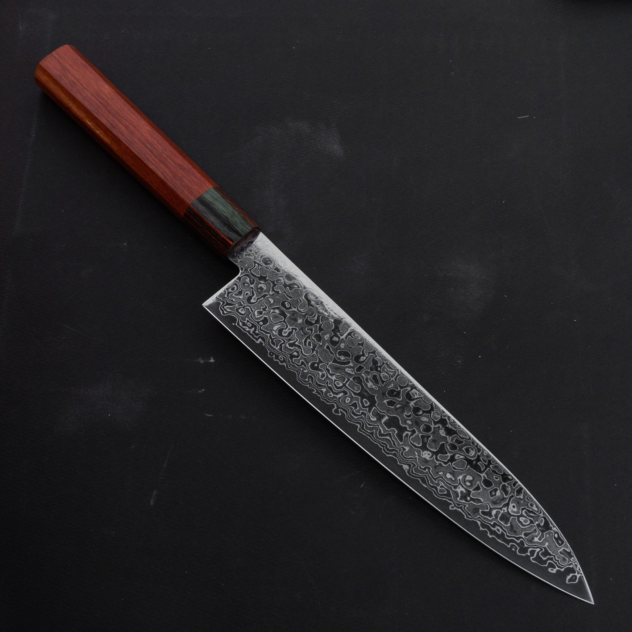 Hitohira HG Damascus Gyuto 210mm Japanese Chef Knife - Premium Rainbow Pattern Stainless Steel Blade with Satine Handle - Perfect for Sushi, Meat Cutting & Professional Kitchen Use