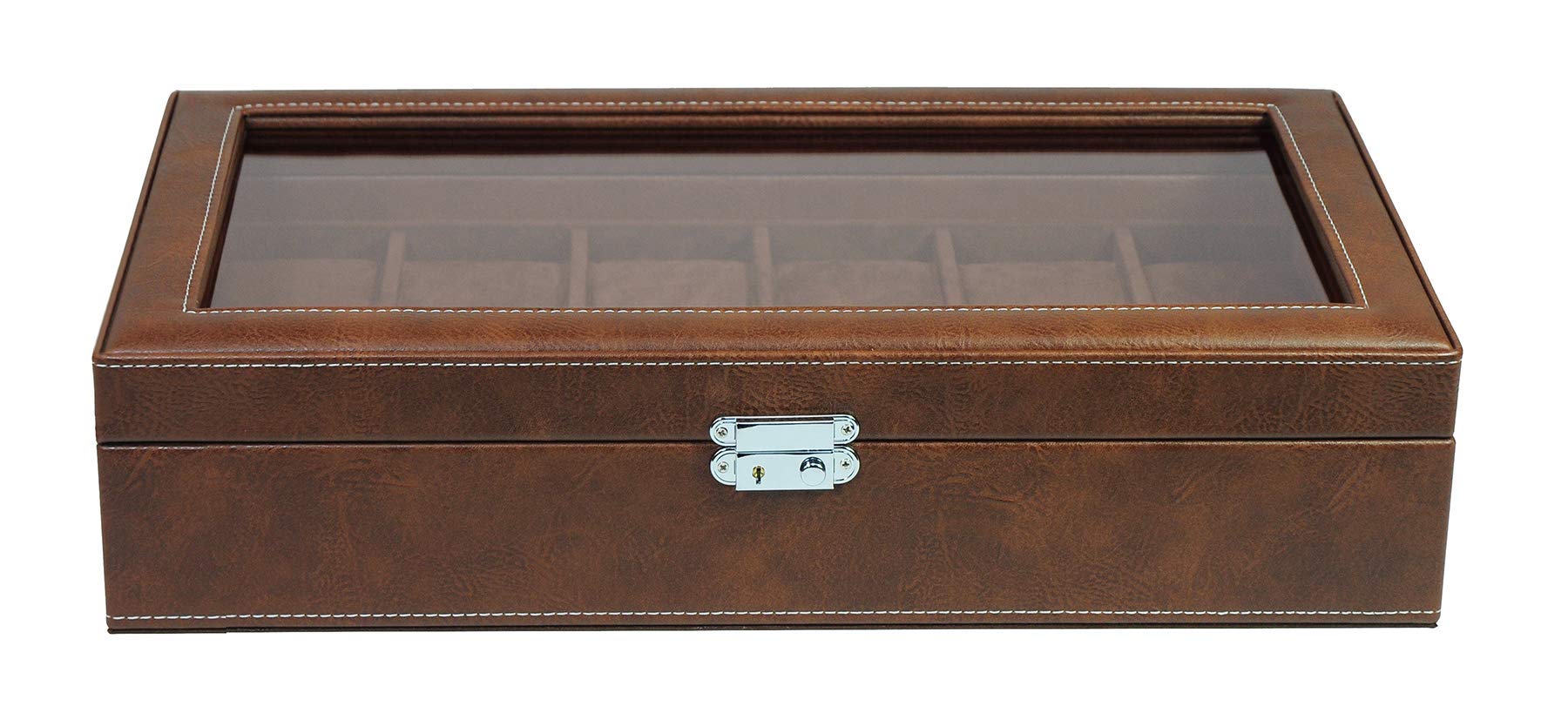 Premium XL Oversized Watch Display Case & Storage Box - Holds Up to 65mm Watches with Glass Top & Large Cushions - Perfect Watch Organizer for Collectors, Jewelry Display & Father's Day Gifts - Ideal for Home, Office or Retail Store Showcase