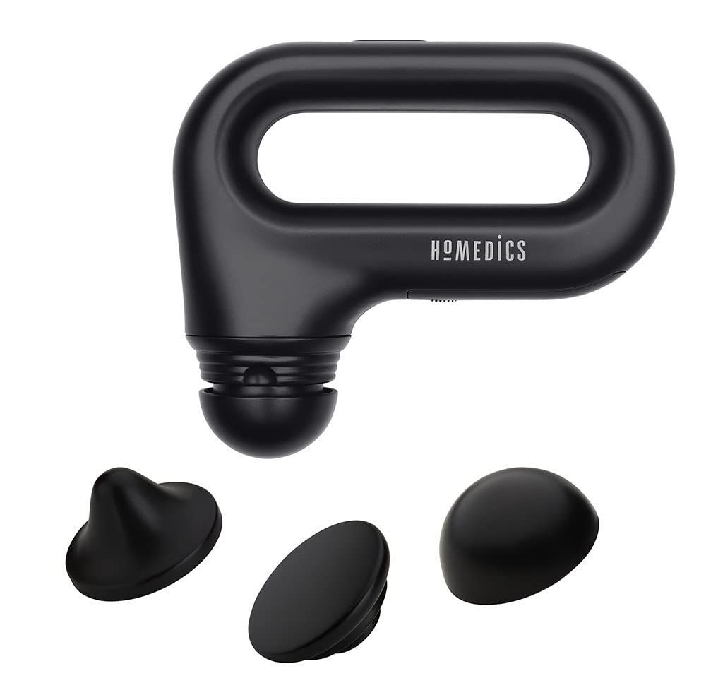 HoMedics Portable Full Body Vibration Massager with 3 Attachments - High & Low Intensity for Muscle Relief - Ergonomic Handle for Home, Office & Travel Use - Includes 2 AA Batteries